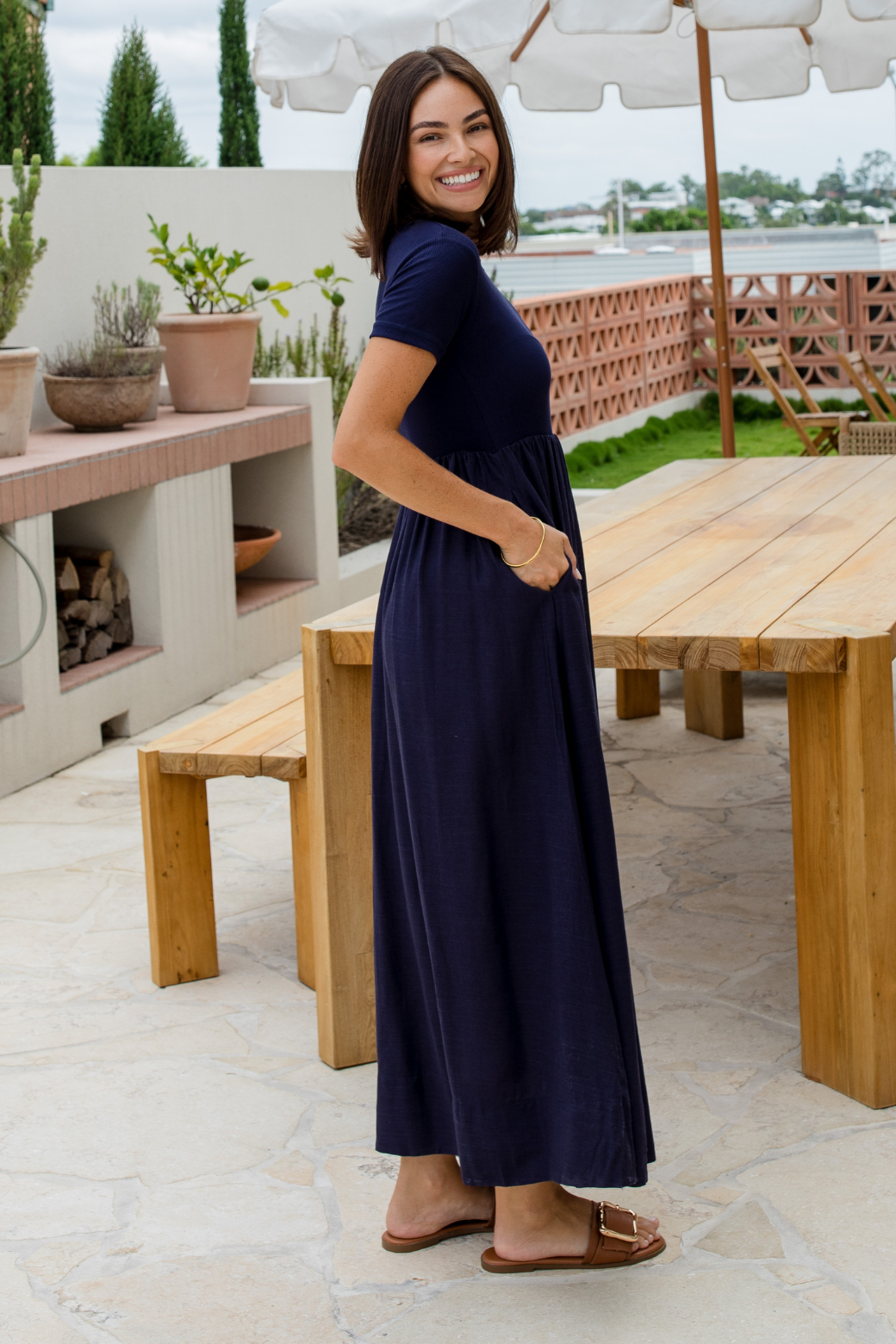 Elka T-shirt Midi Dress Navy