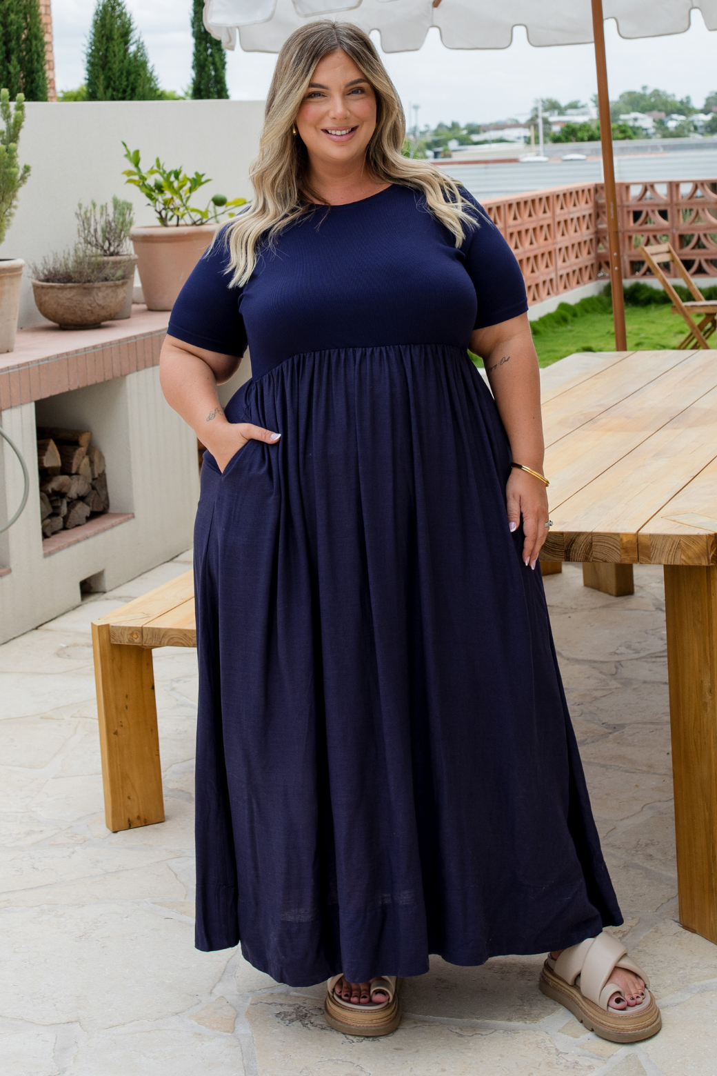Elka T-shirt Midi Dress Navy
