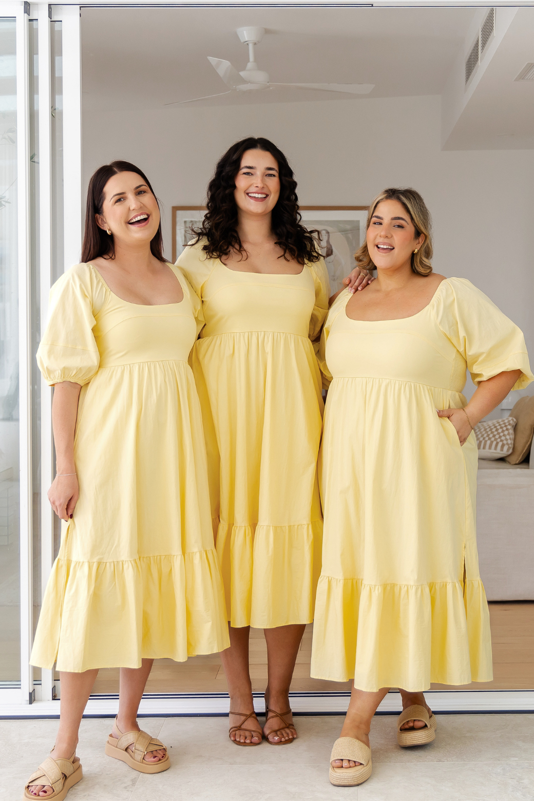 Ella Puff Sleeve Midi Dress Butter
