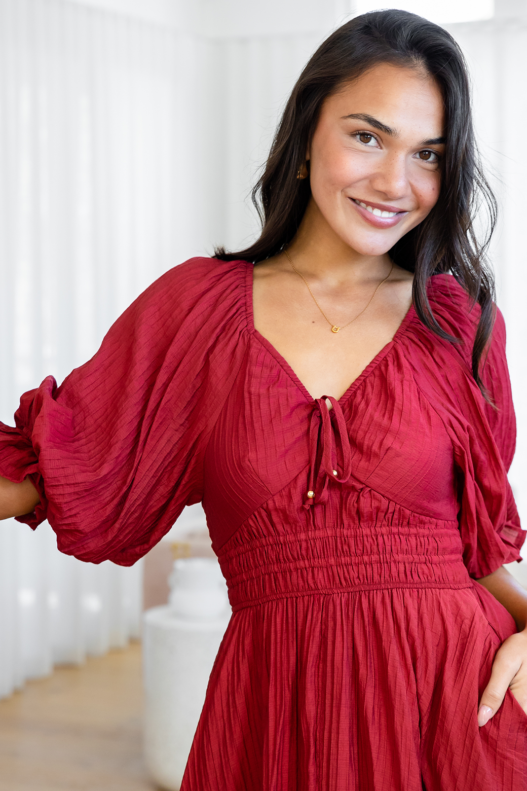Elodie Dress Rich Cranberry Red