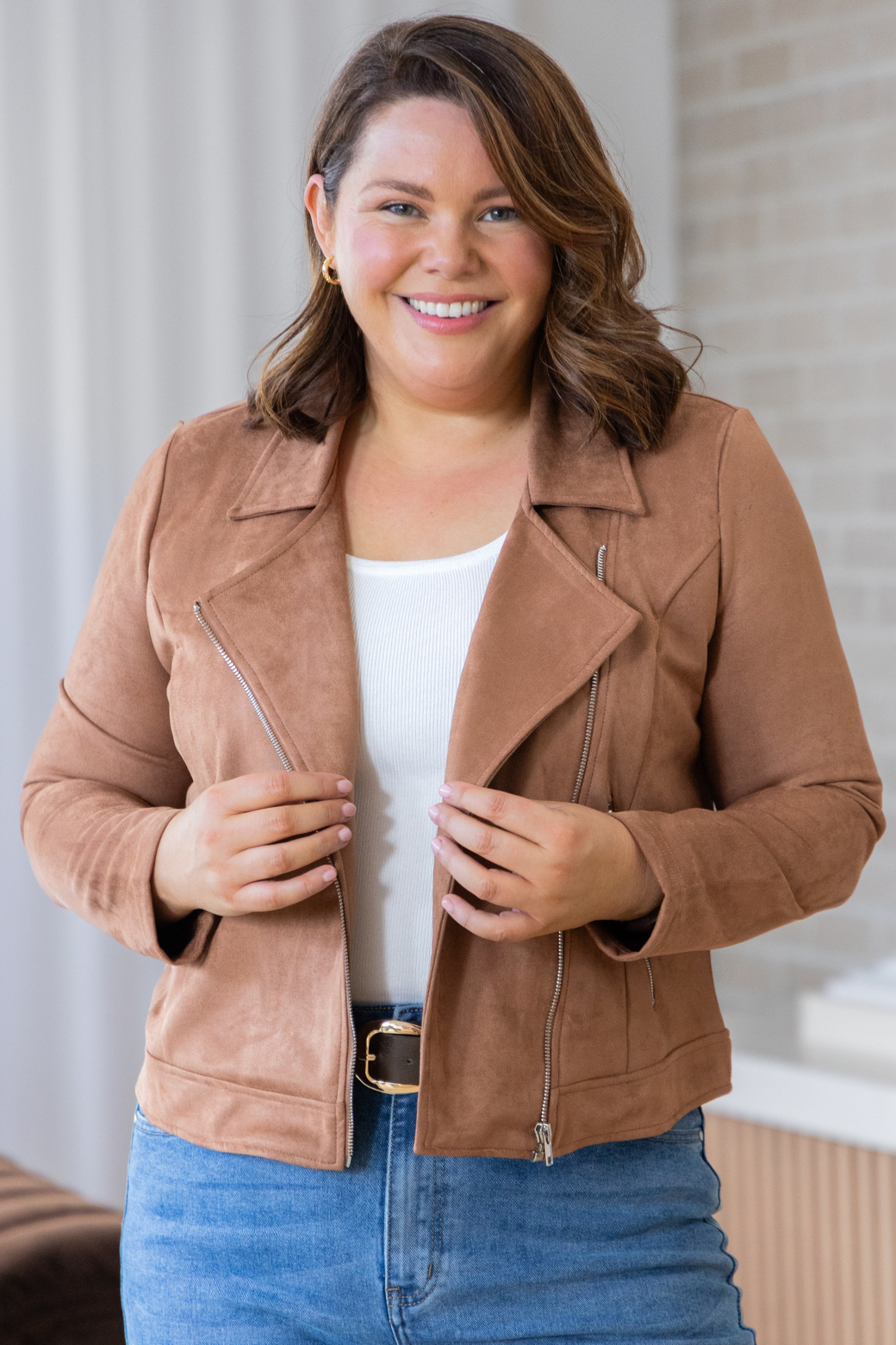 Emilia Moto Jacket Tan