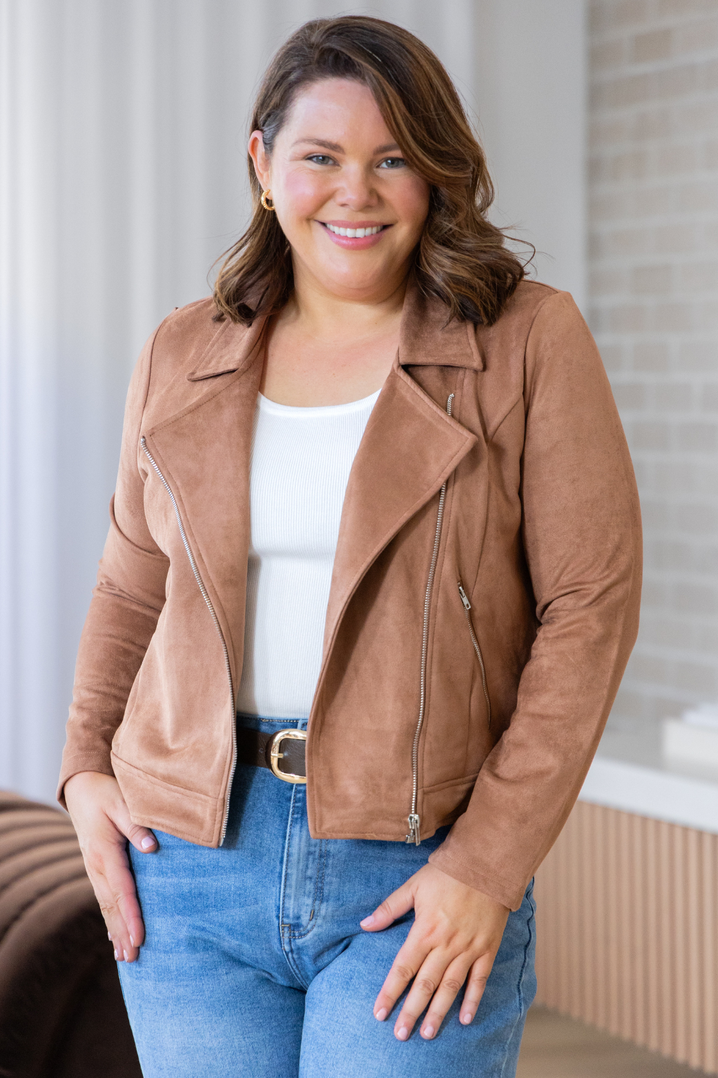 Emilia Moto Jacket Tan