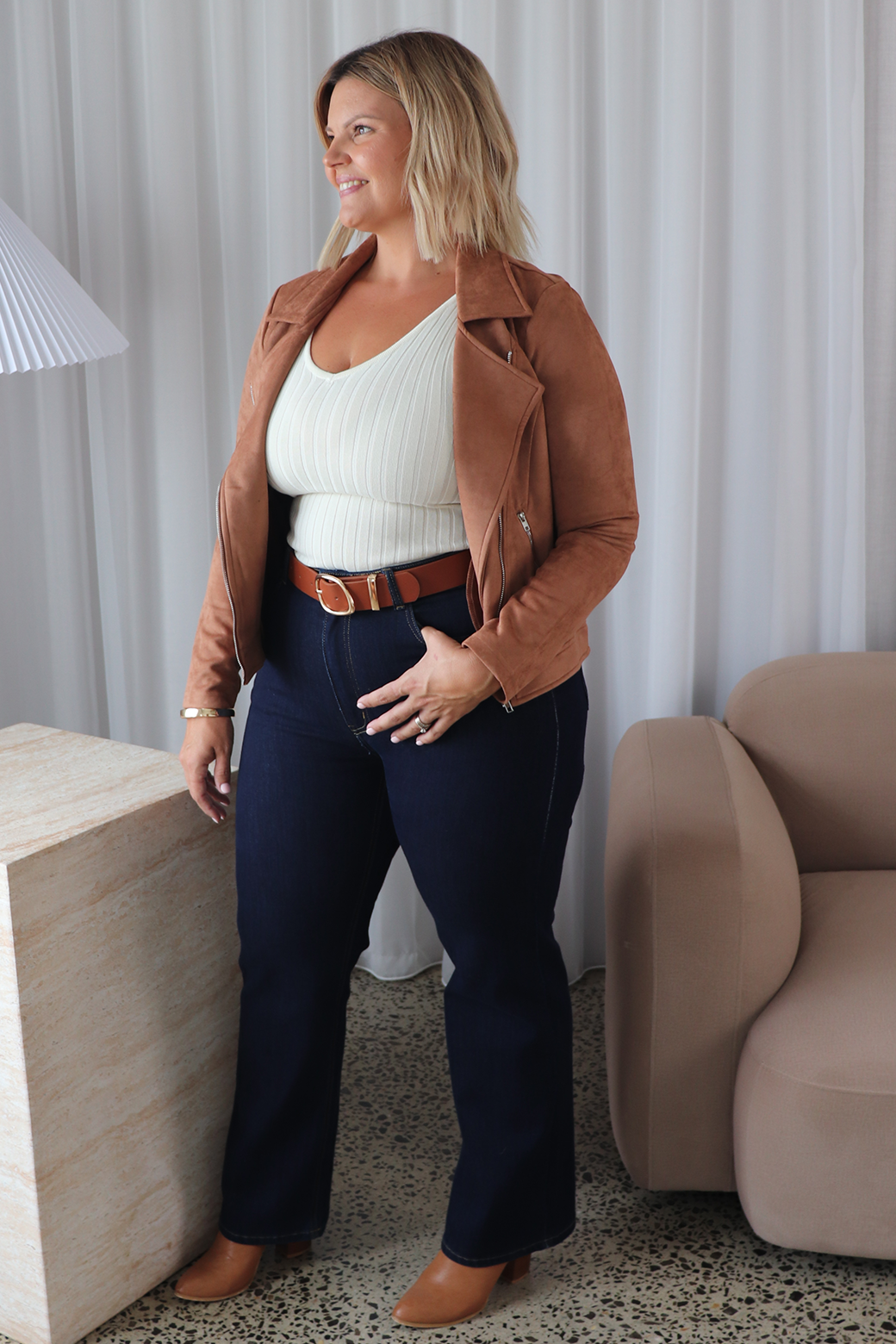 Emilia Moto Jacket Tan