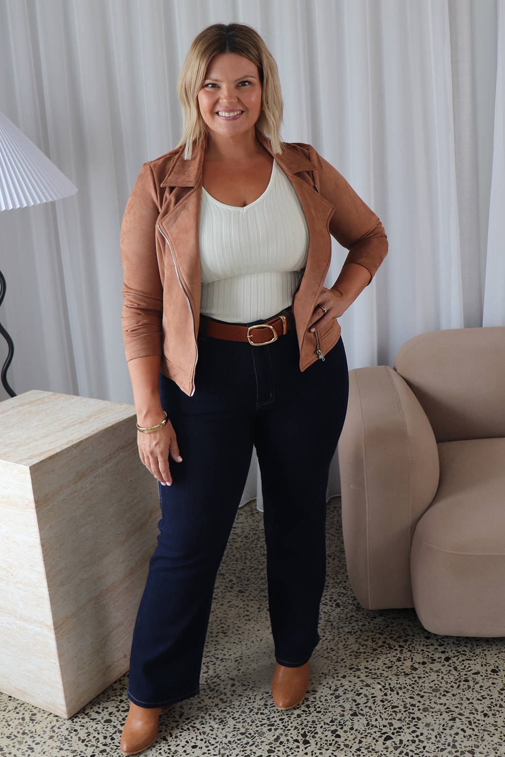 Emilia Moto Jacket Tan