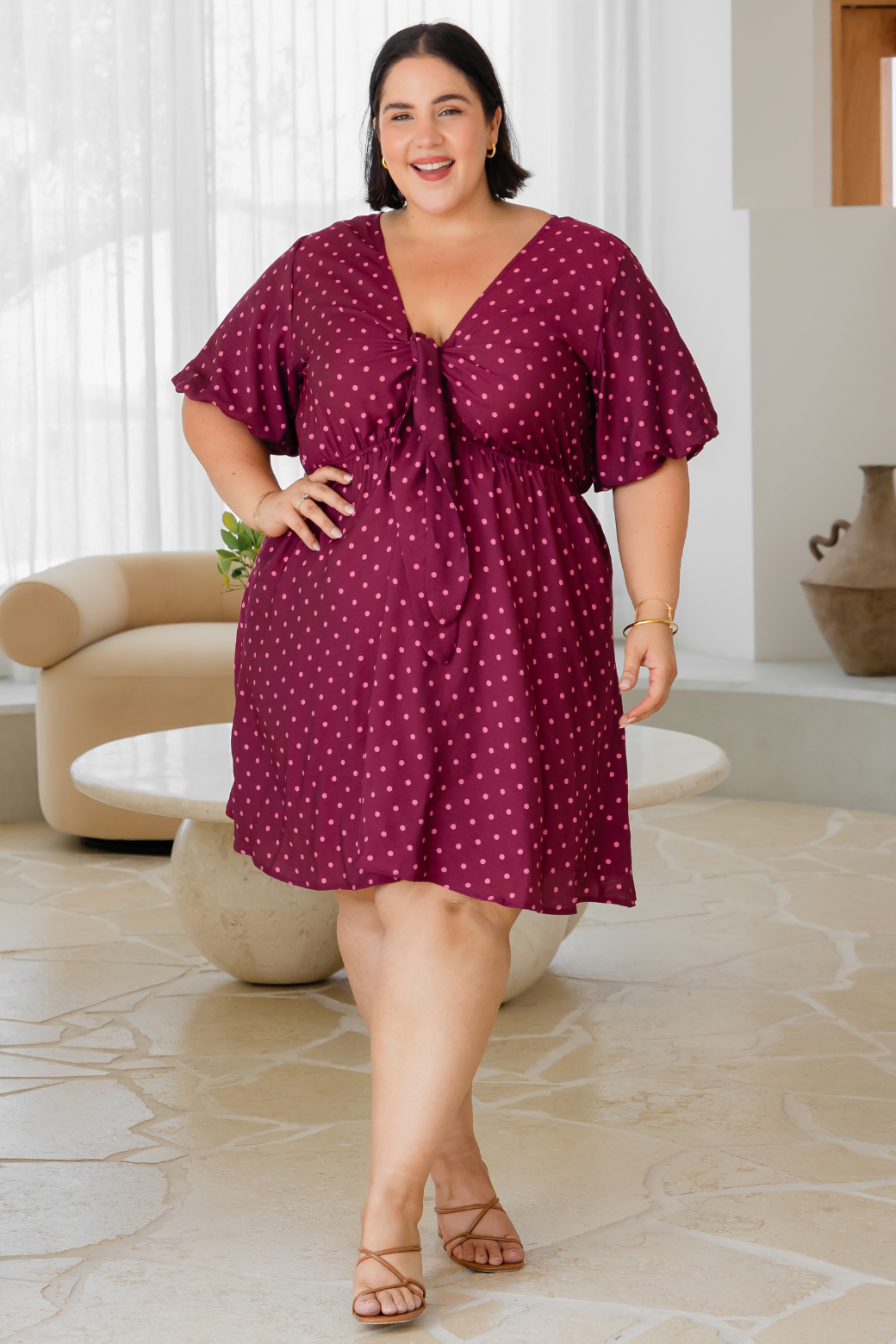 Erica Dress Burgundy Mini Spot