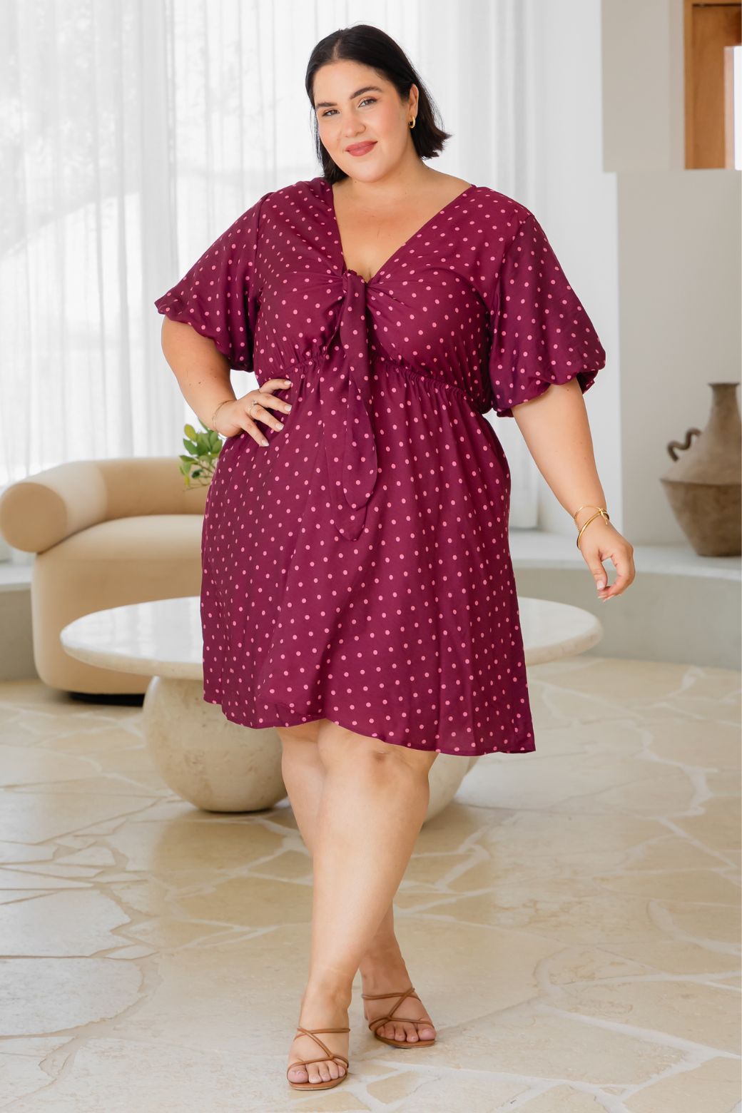 Erica Dress Burgundy Mini Spot