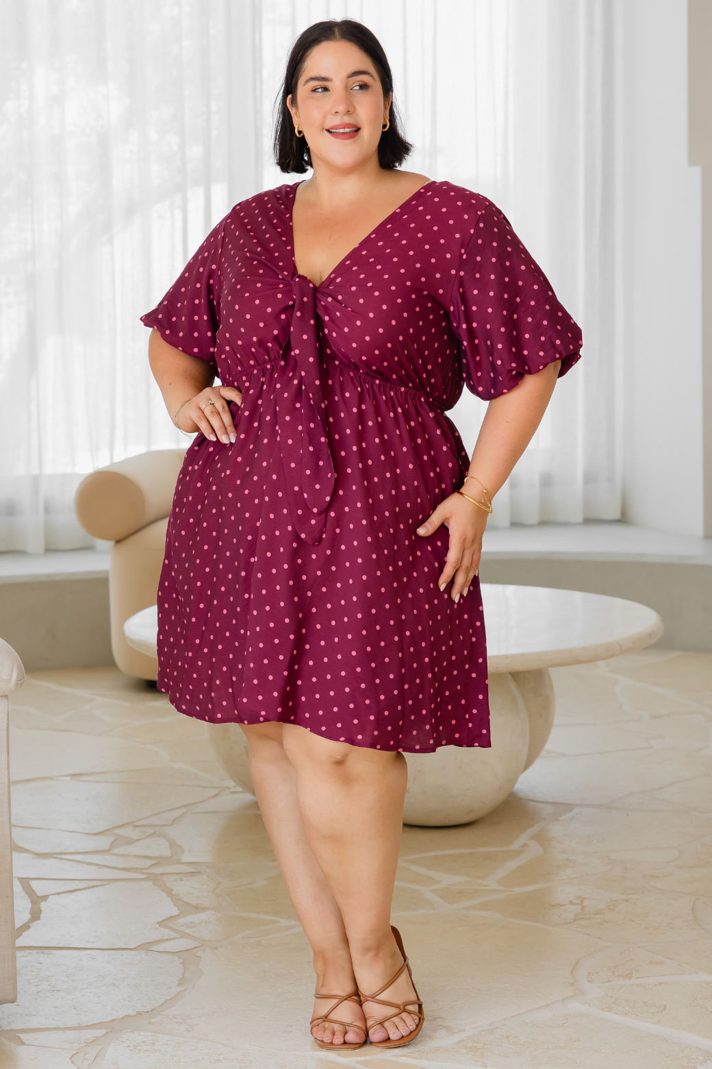 Erica Dress Burgundy Mini Spot