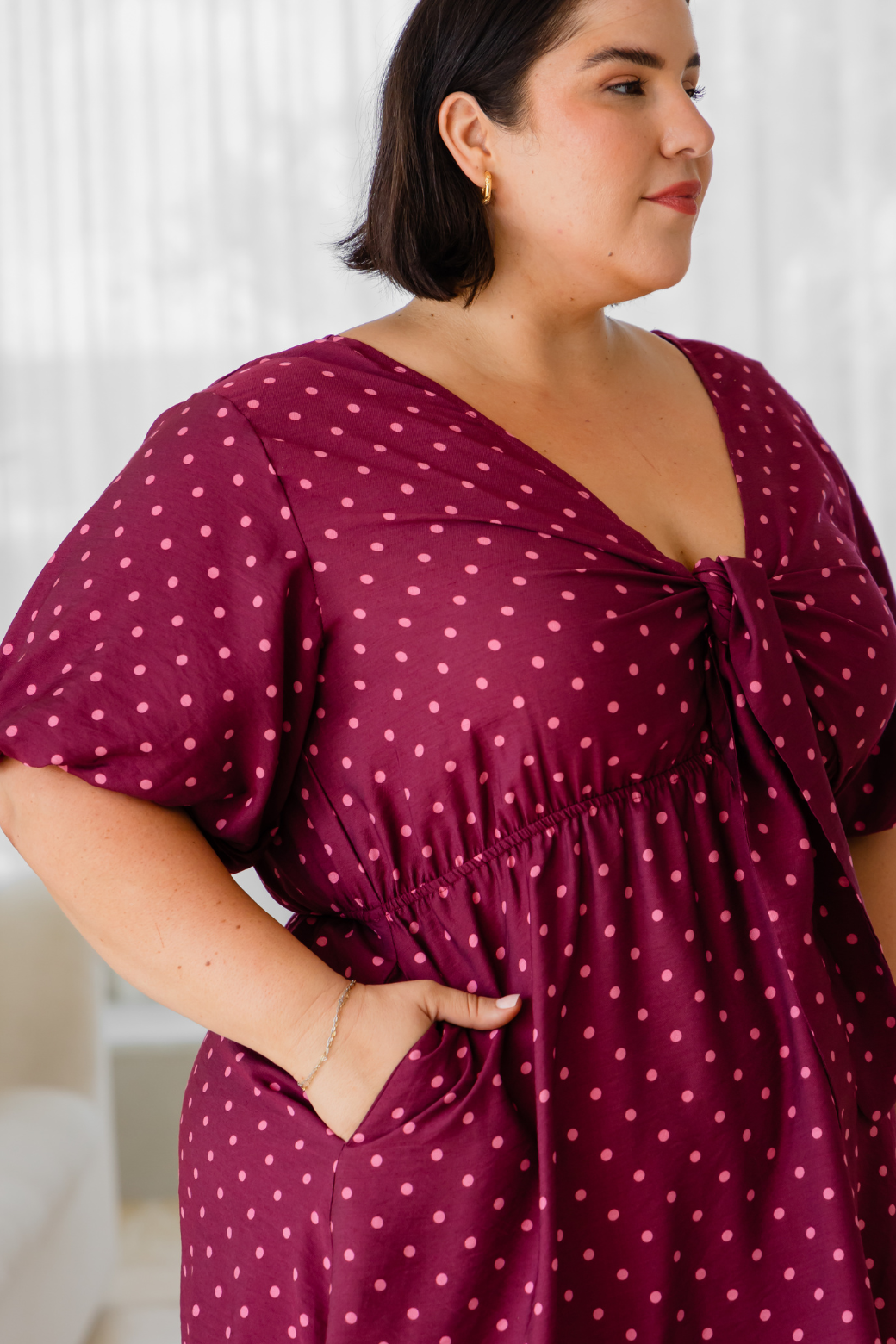Erica Dress Burgundy Mini Spot