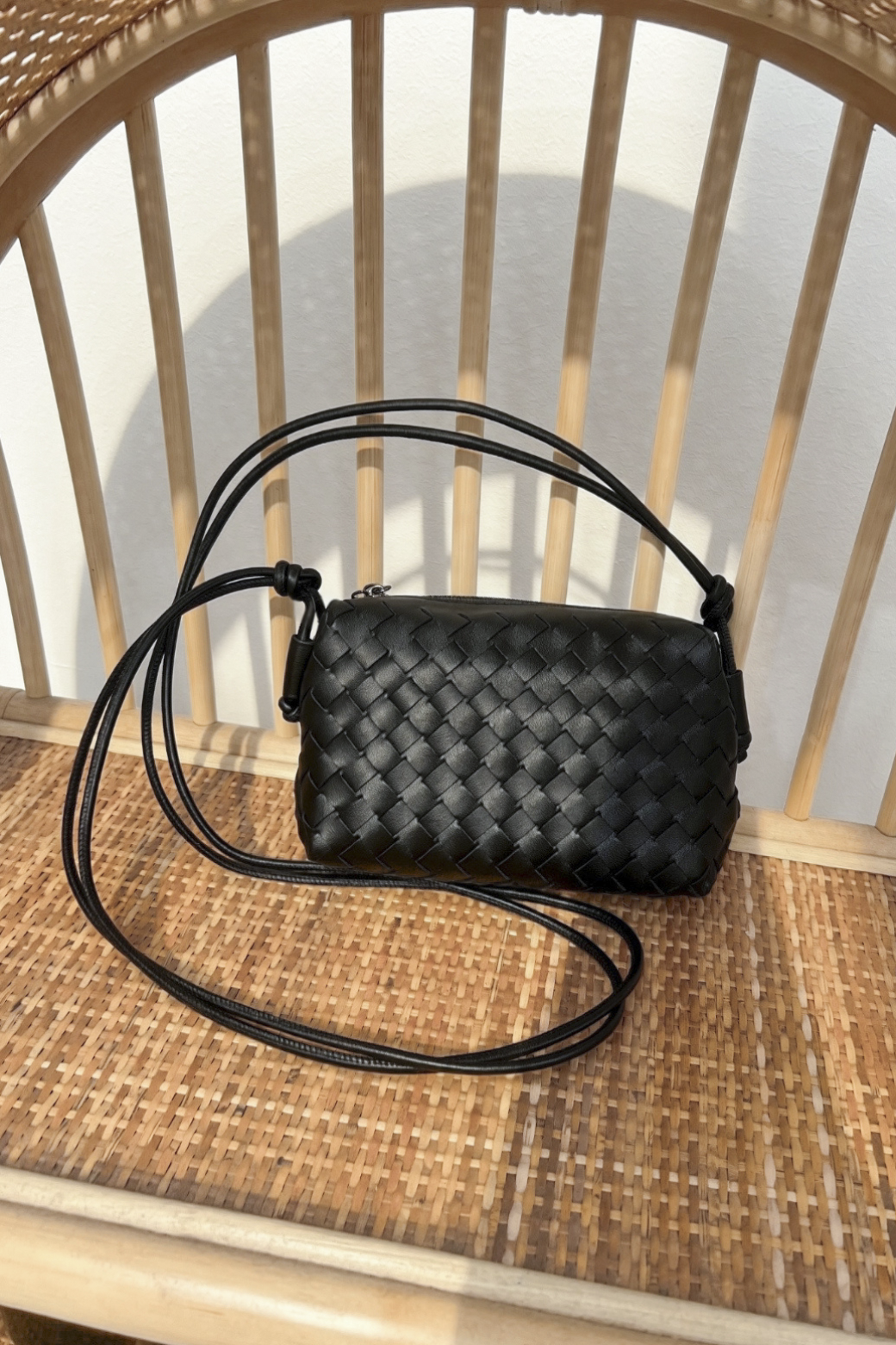Evie Woven Crossbody Bag Black