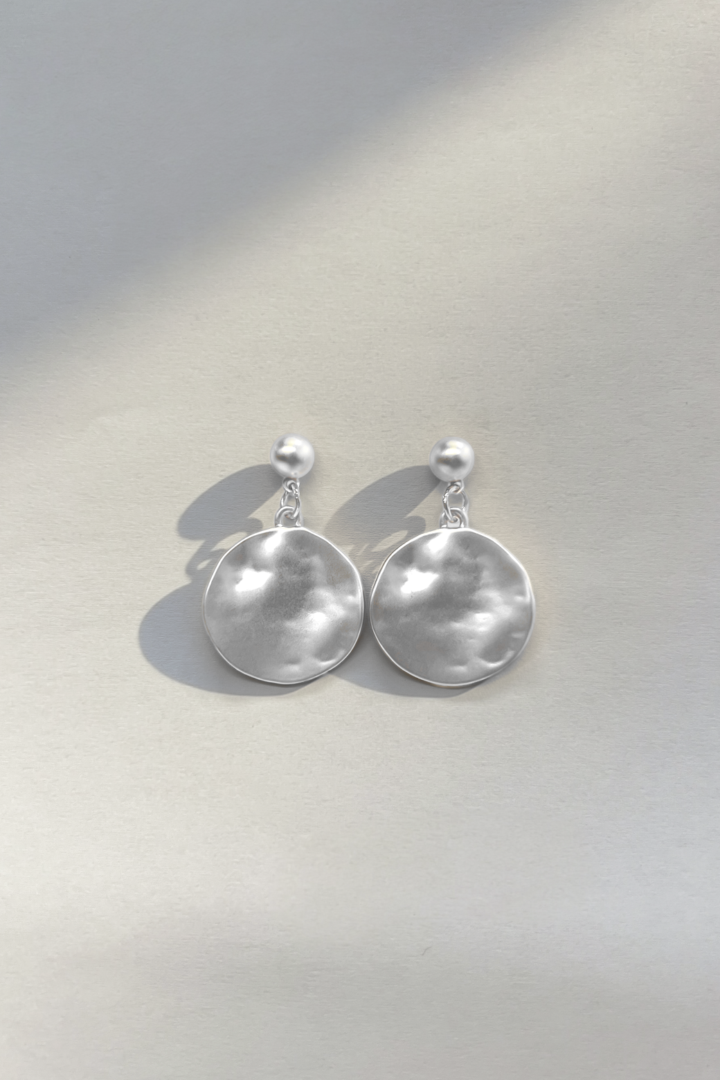 Silver Hammered Disc Earrings