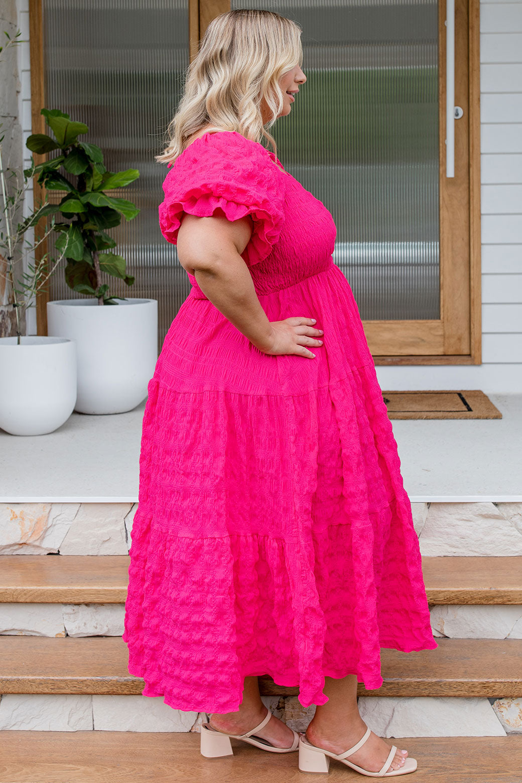 Farrah Midi Dress Hot Pink