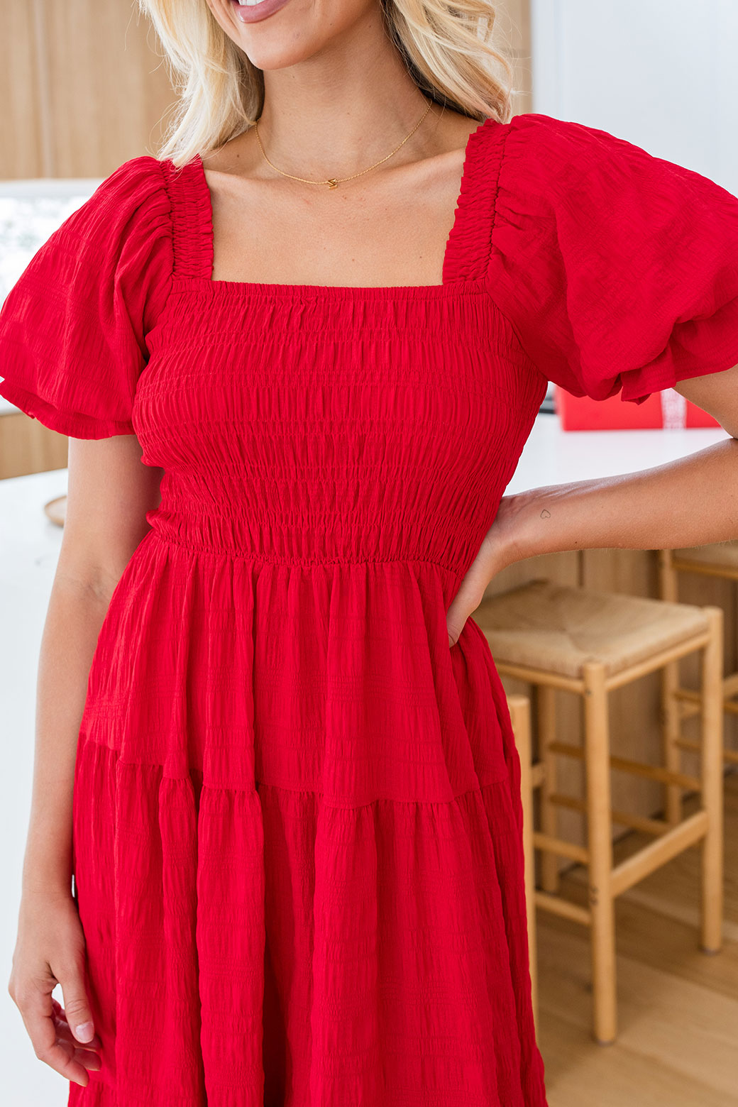 Farrah Midi Dress Red