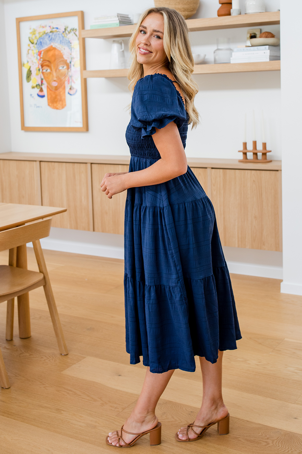 Farrah Midi Dress Navy