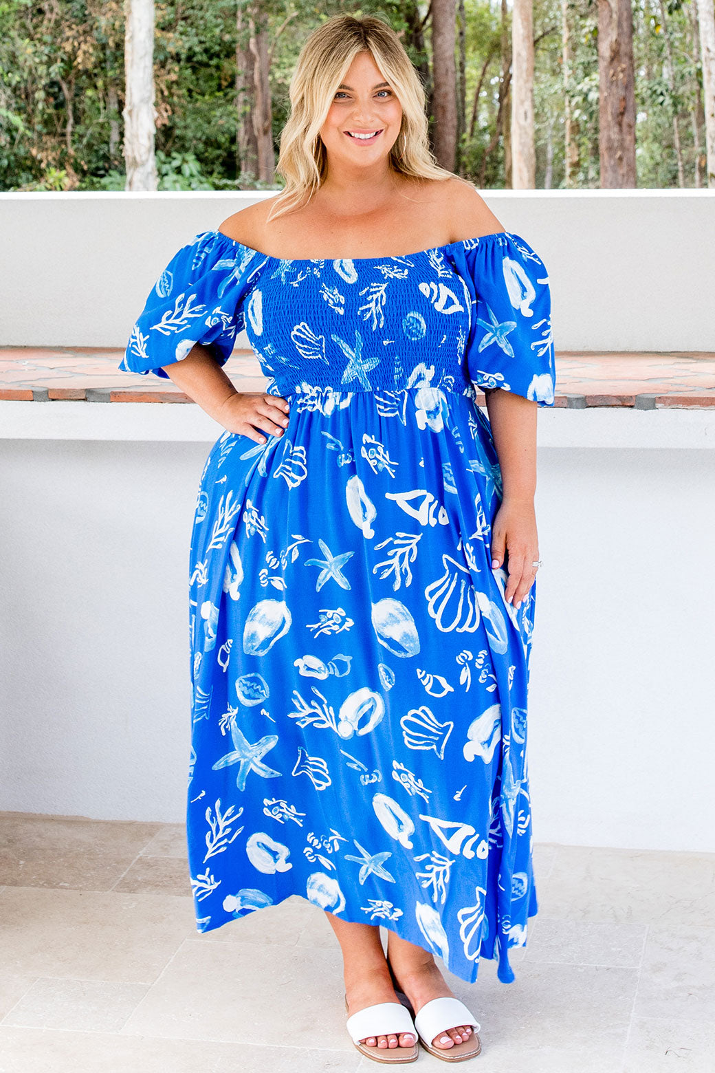 Francine Midi Dress Tide Print Blue
