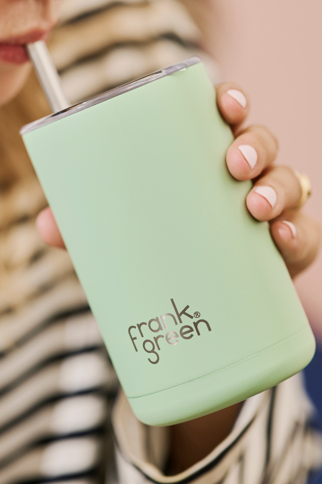 Frank Green Iced Coffee Cup with Straw Mint Gelato