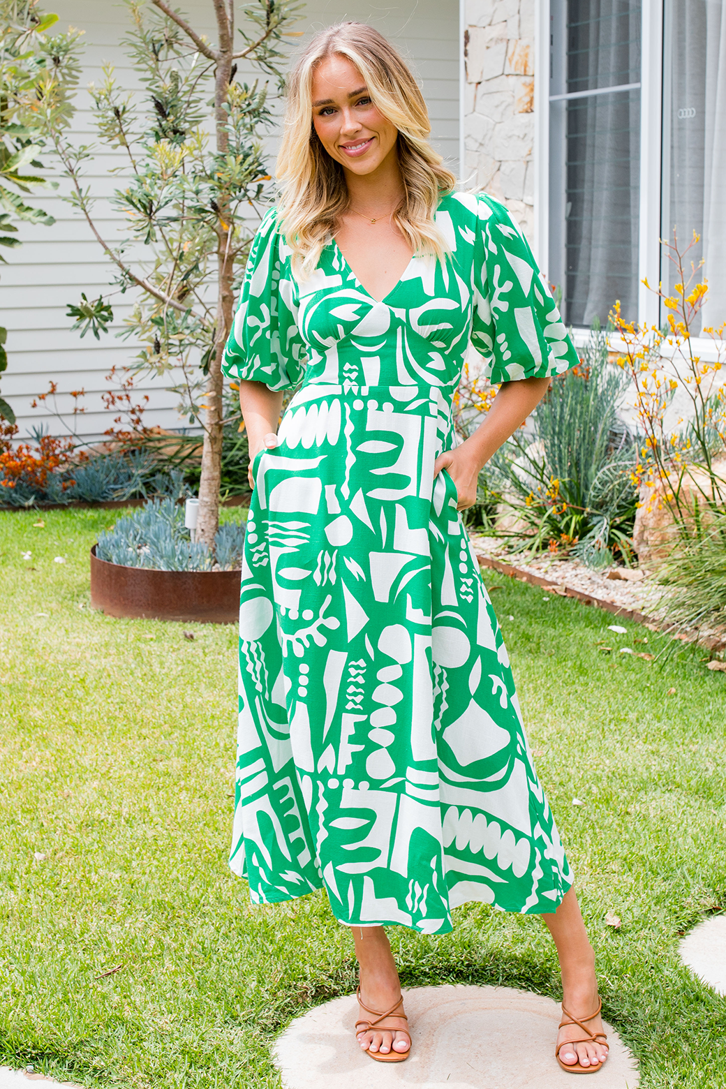 Frankie Midi Dress Vienna Print Green