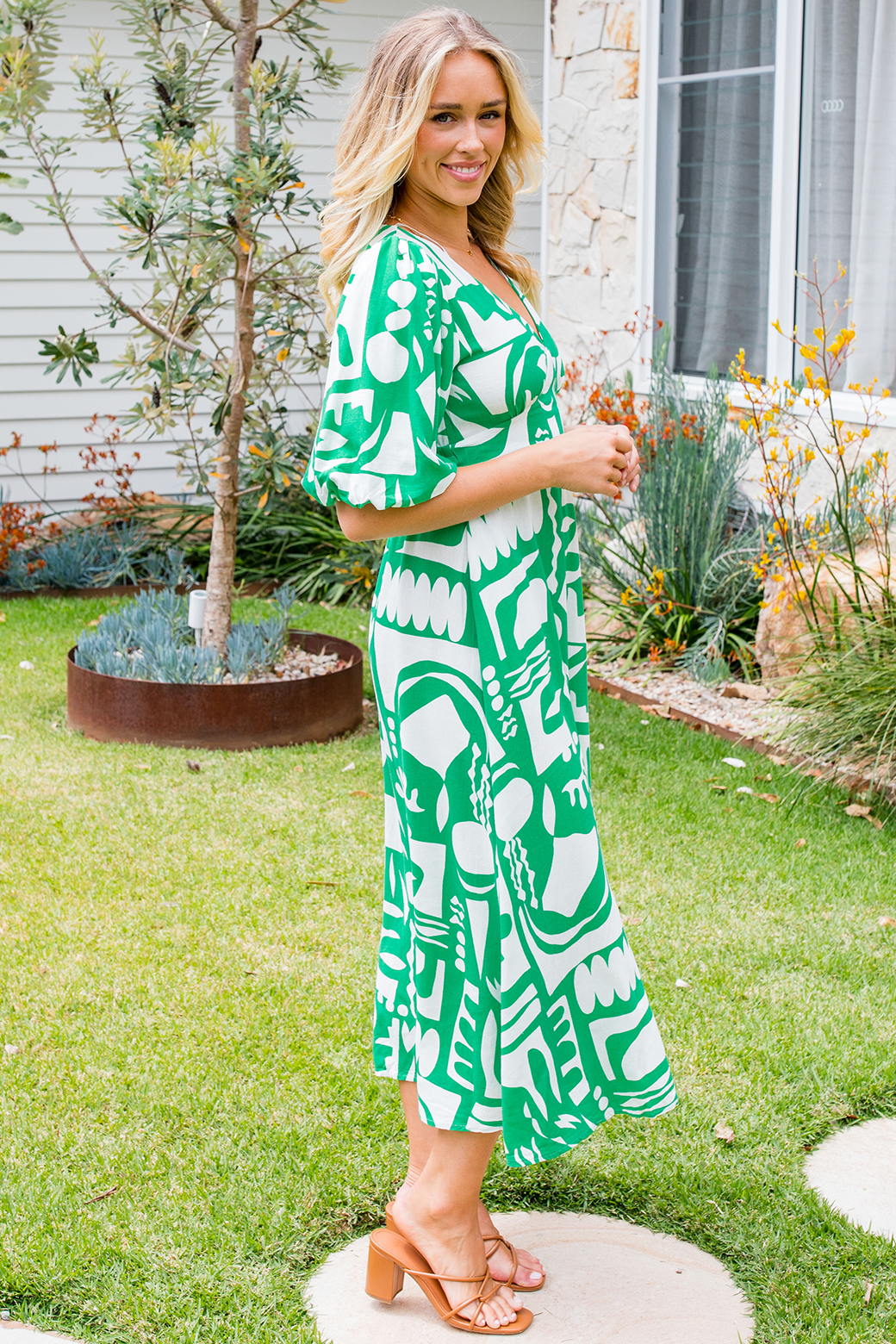 Frankie Midi Dress Vienna Print Green