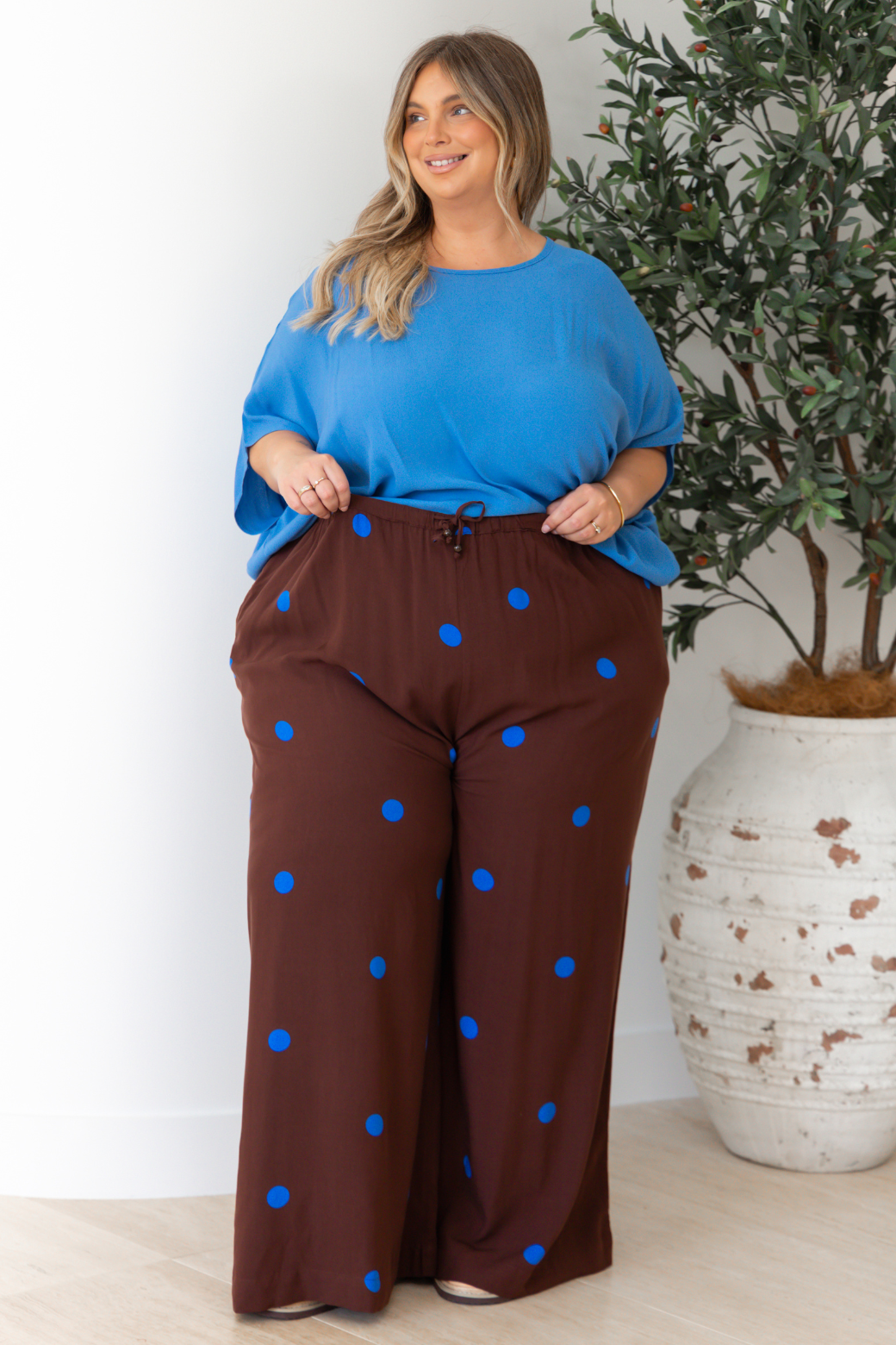 Freddie Pant Chocolate Blue Spot
