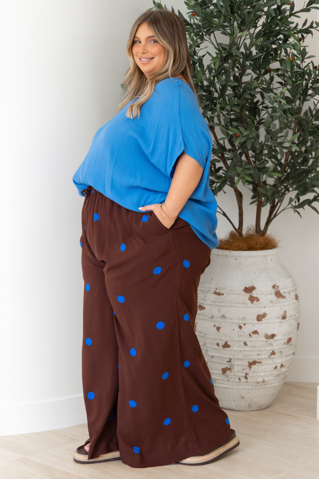 Freddie Pant Chocolate Blue Spot