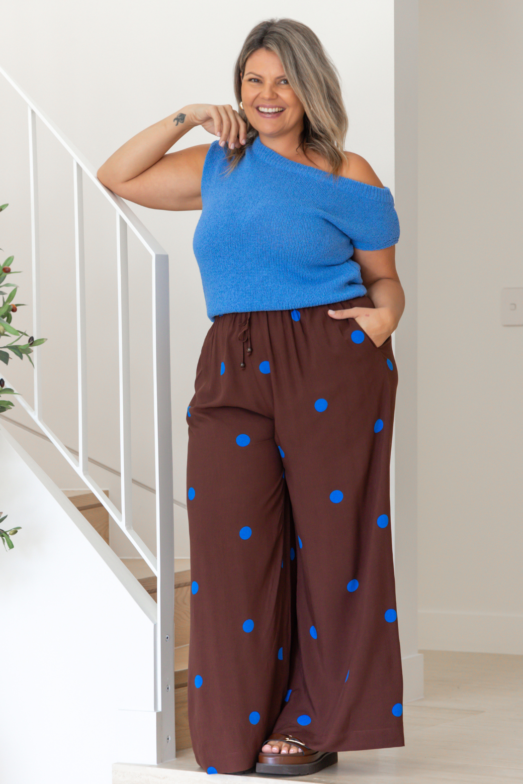 Freddie Pant Chocolate Blue Spot