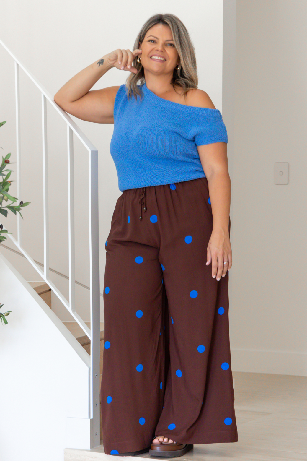 Freddie Pant Chocolate Blue Spot