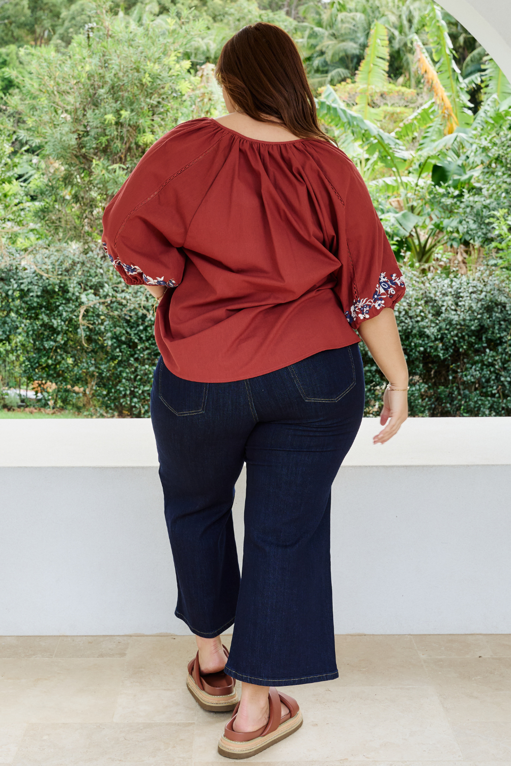 Gabby Embroidered Top Rust