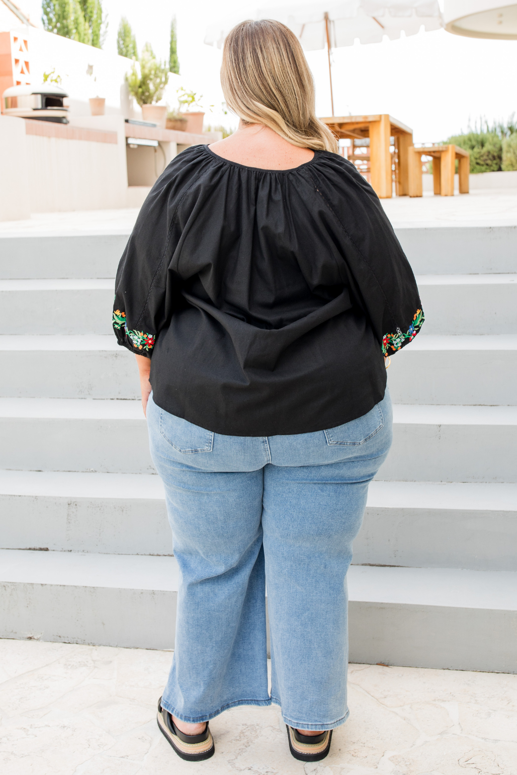 Gabby Embroidered Top Black
