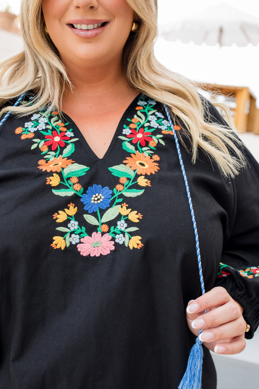 Gabby Embroidered Top Black