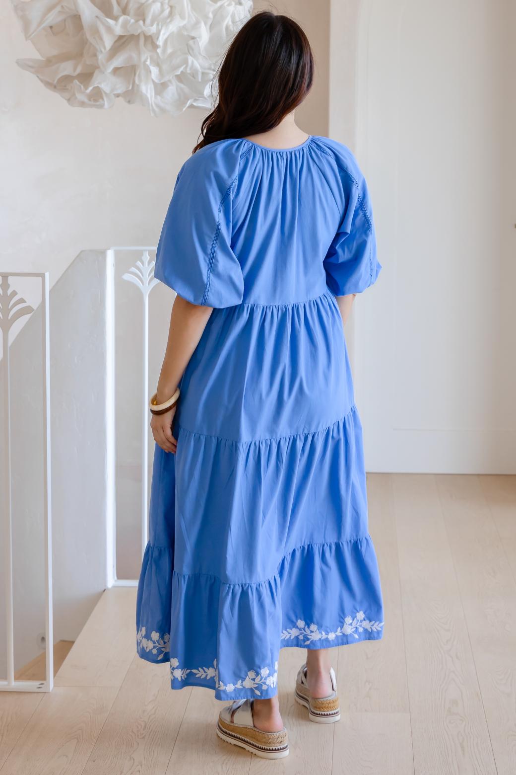 Gaia Embroidered Maxi Dress Blue