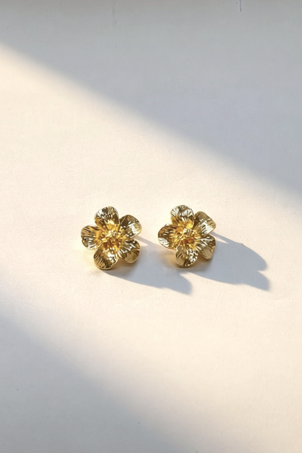 Gold Etched Flower Earrings
