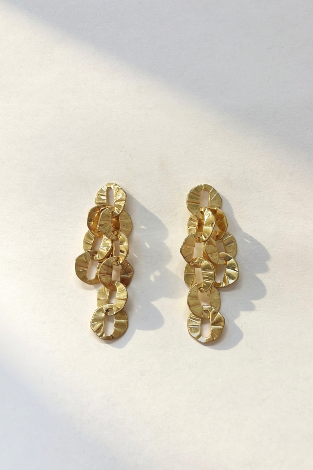 Gold Tiered Ring Link Earrings
