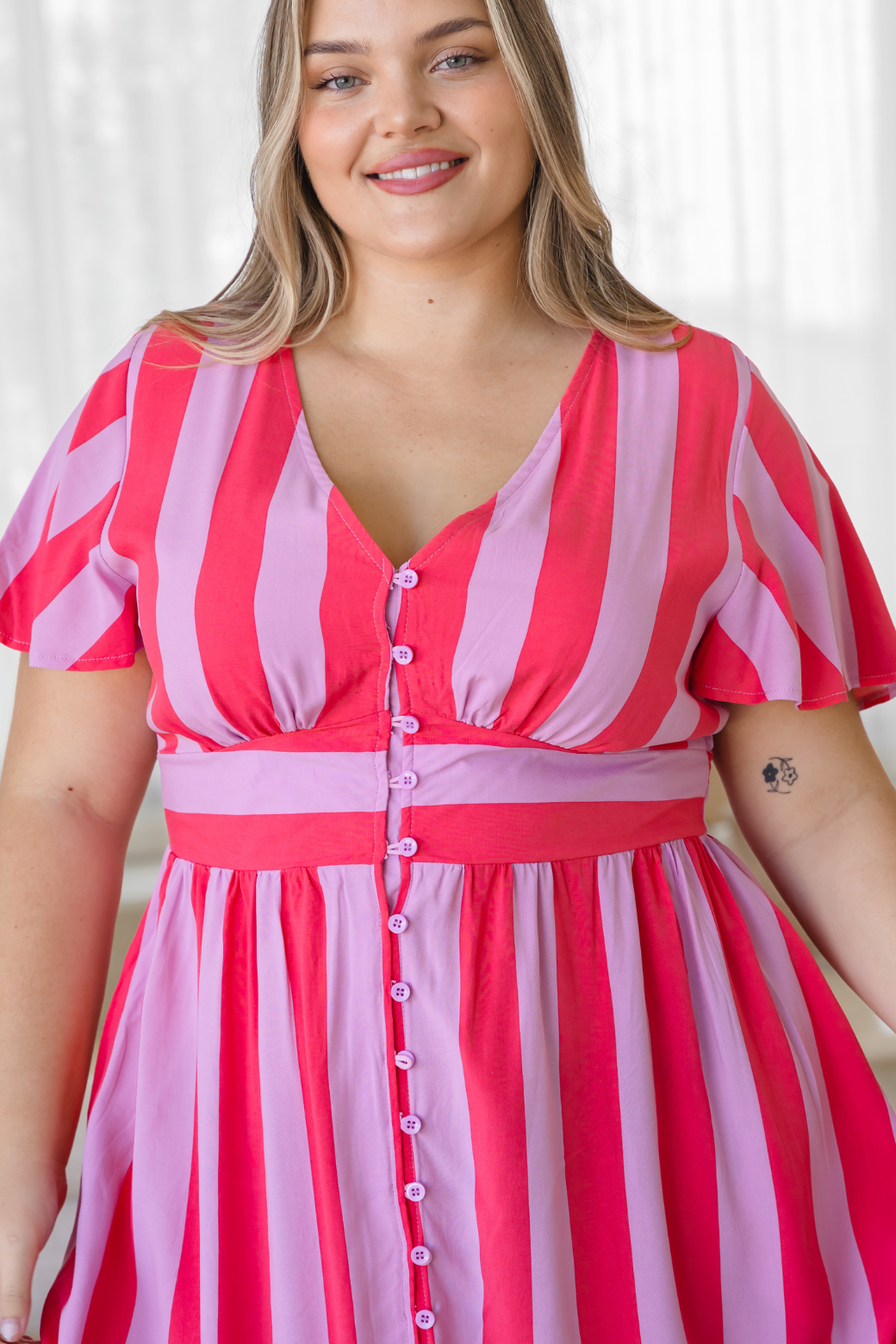 Gracie Dress Pink Stripe