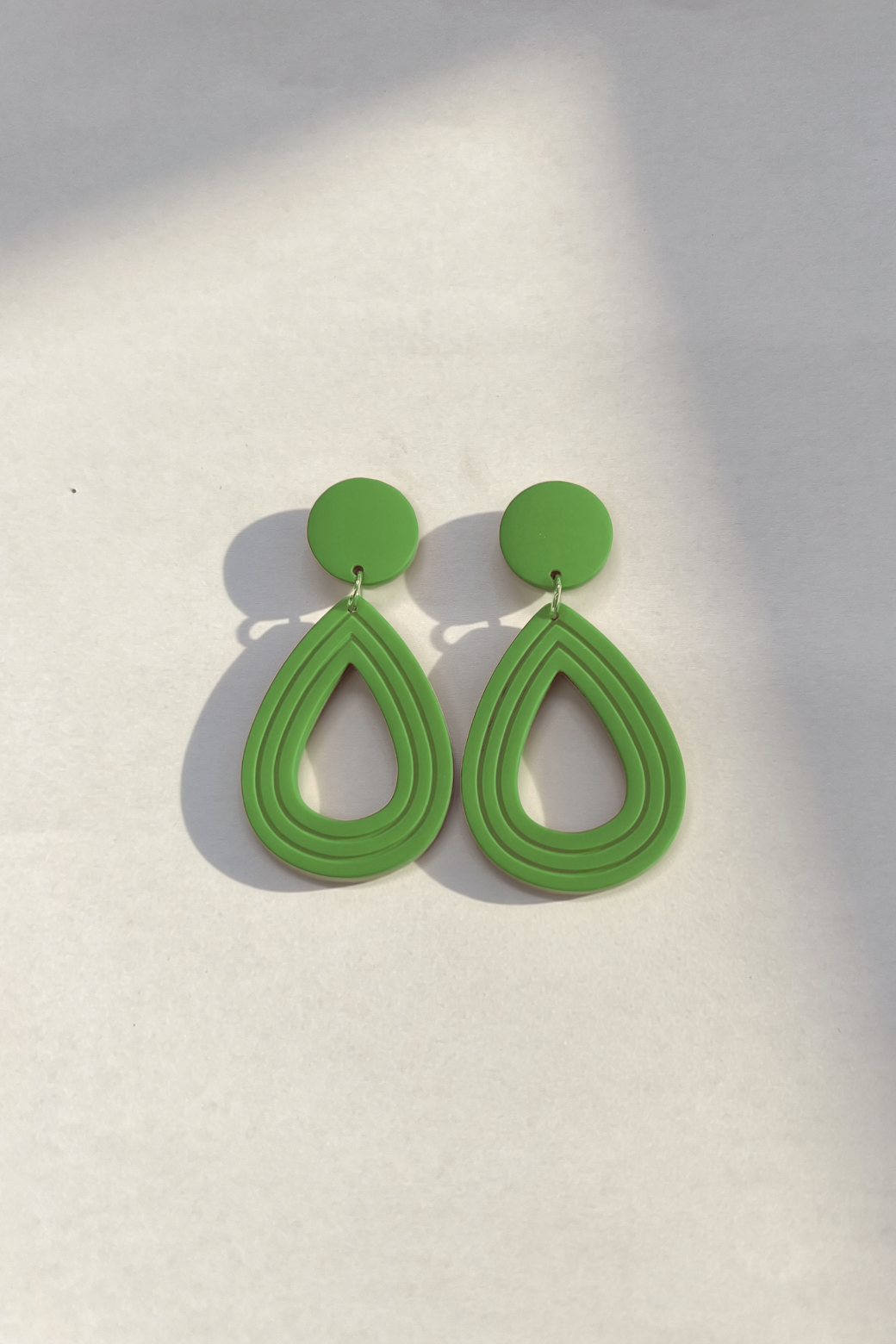 Green Polymer Clay TDrop Earrings