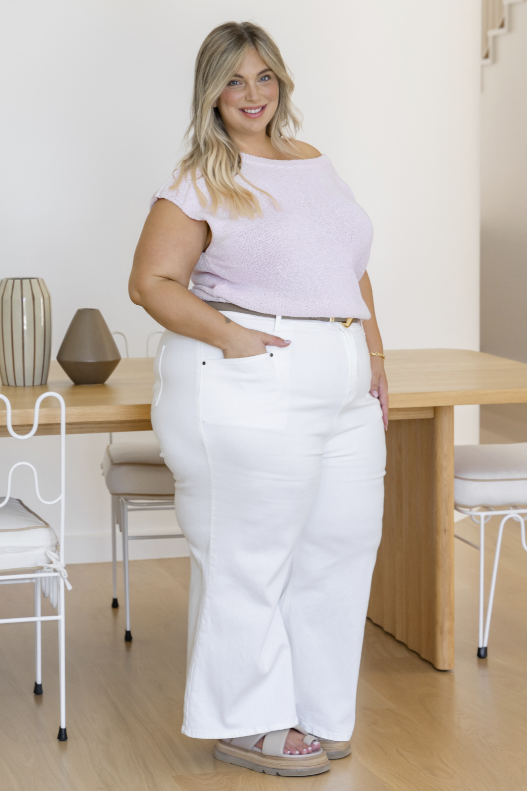 Hampton Off Shoulder Top Powder Pink
