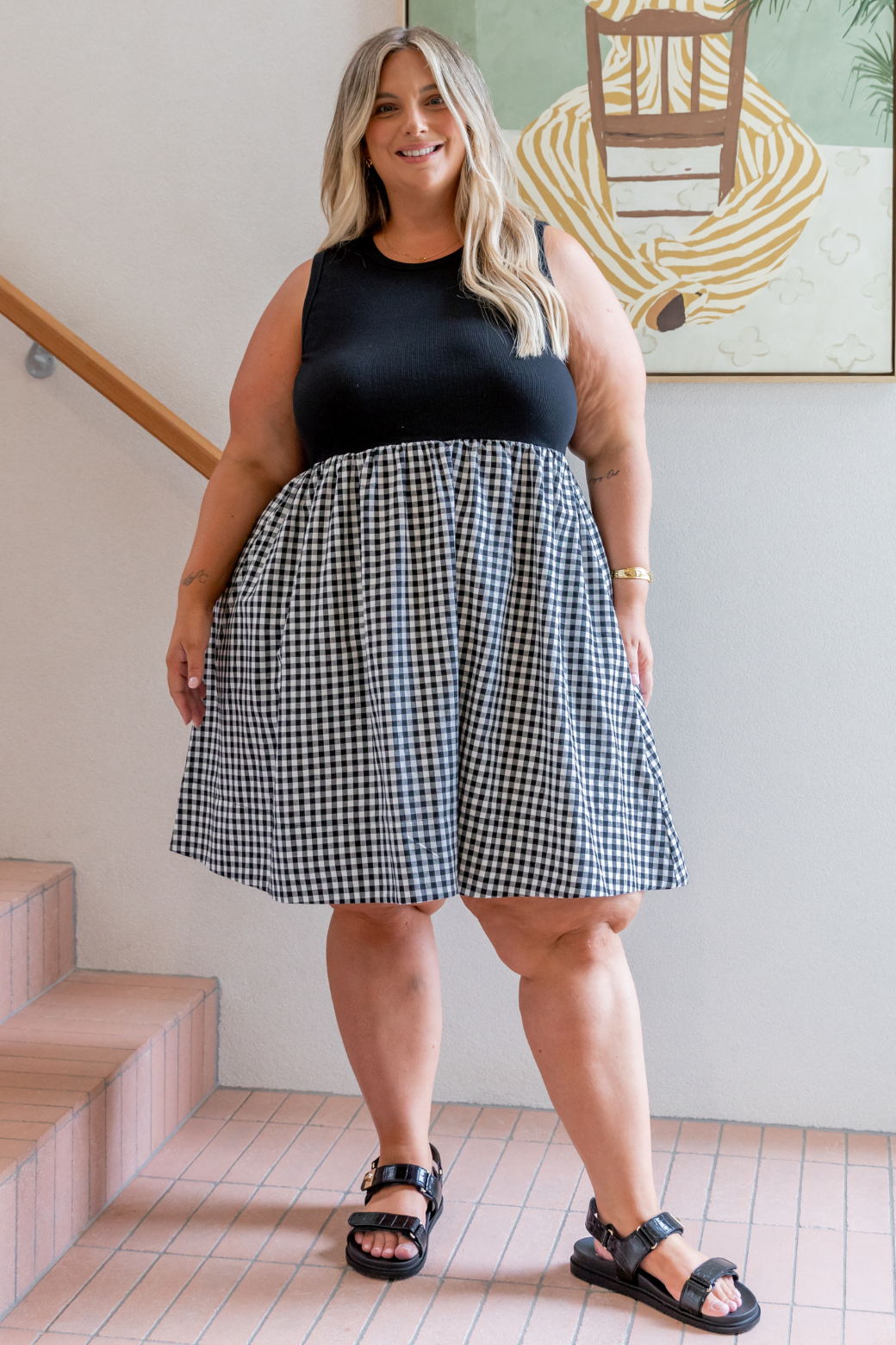 Hadley Tank Mini Dress Black Gingham