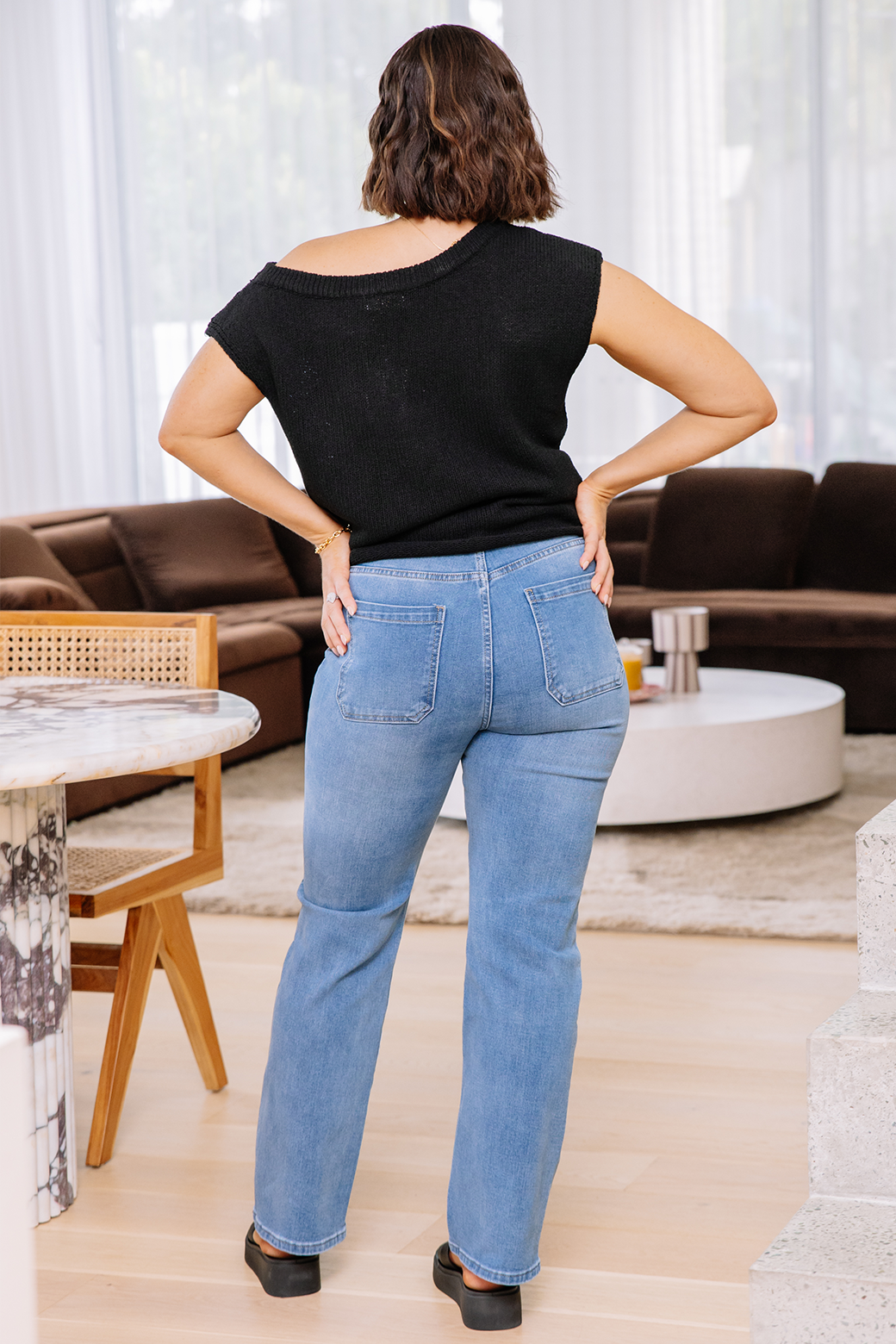 Hampton Off Shoulder Knit Top Black