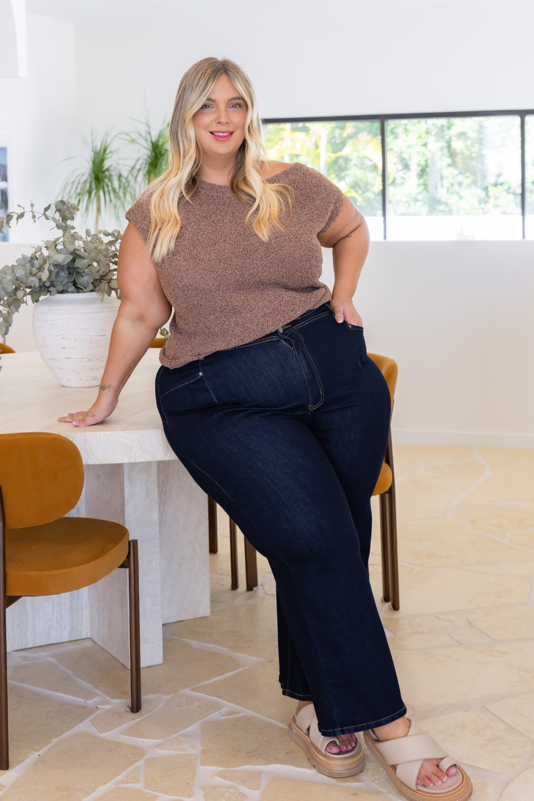 Hampton Off Shoulder Knit Top Chocolate