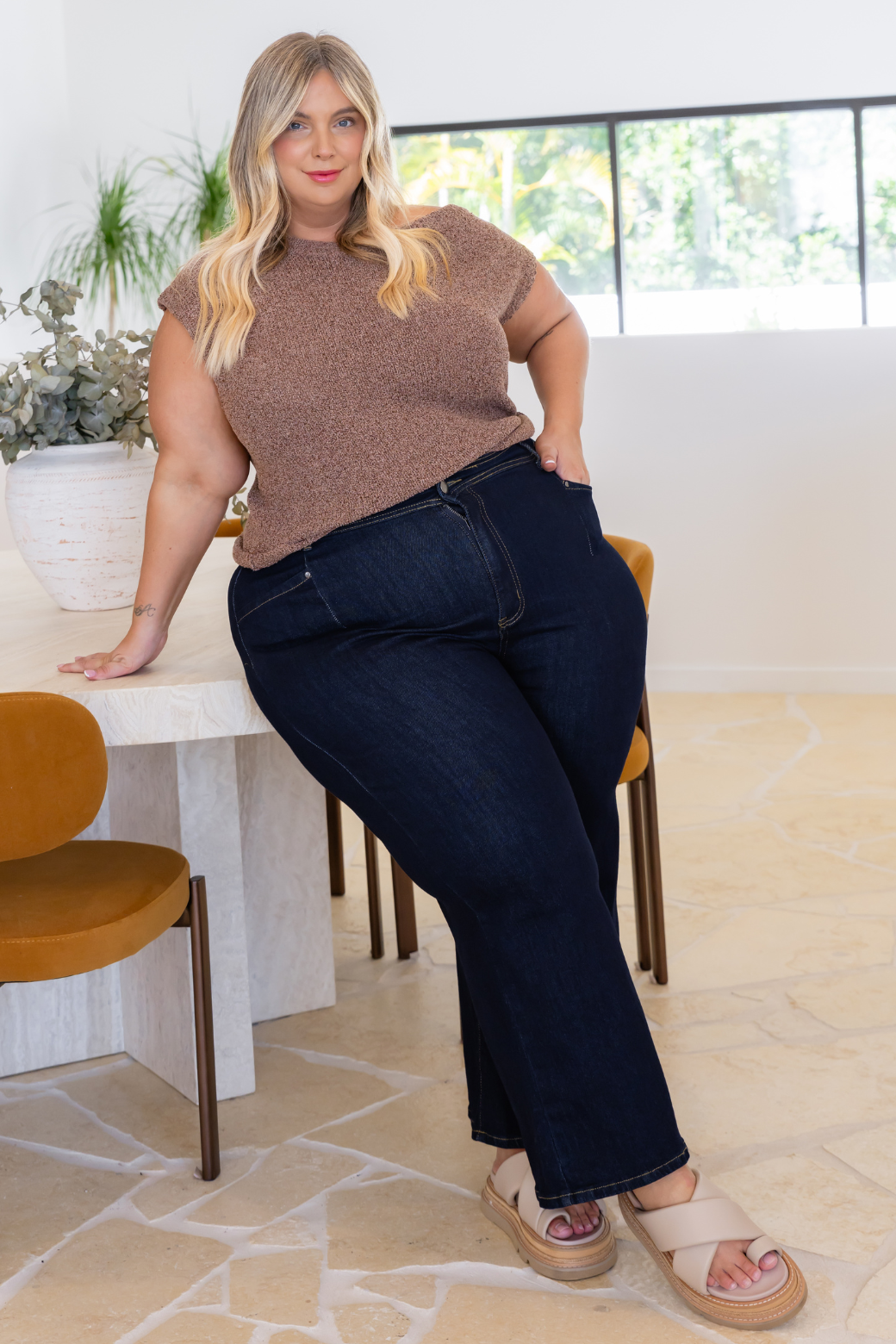 Hampton Off Shoulder Knit Top Chocolate