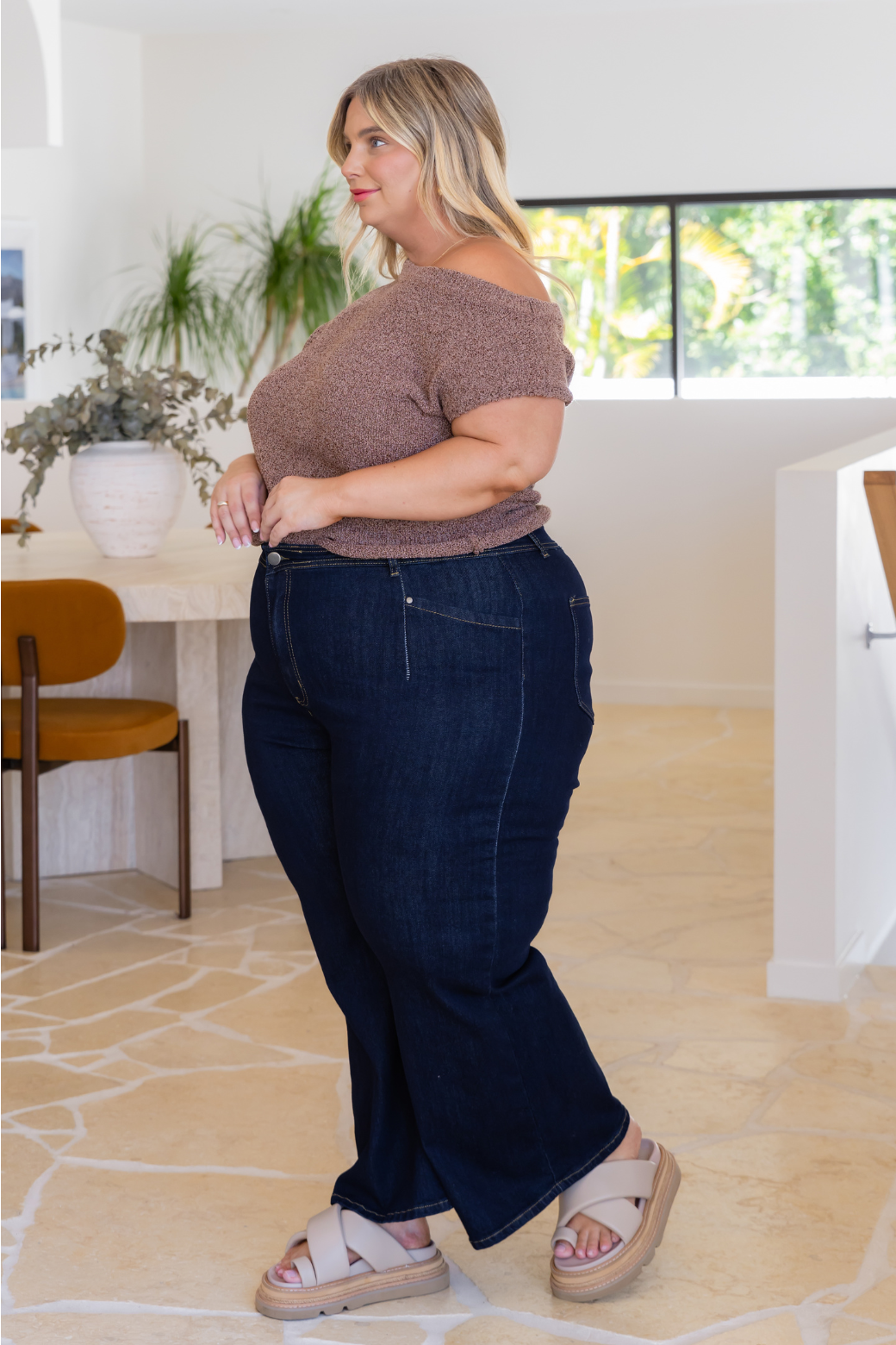 Hampton Off Shoulder Knit Top Chocolate