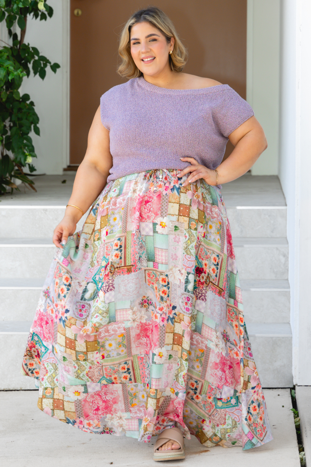 Hampton Off Shoulder Knit Top Mushroom