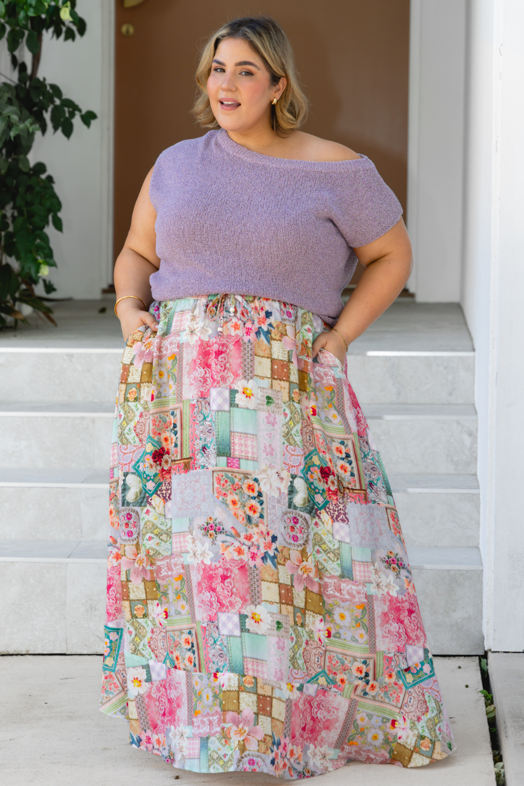 Hampton Off Shoulder Knit Top Mushroom