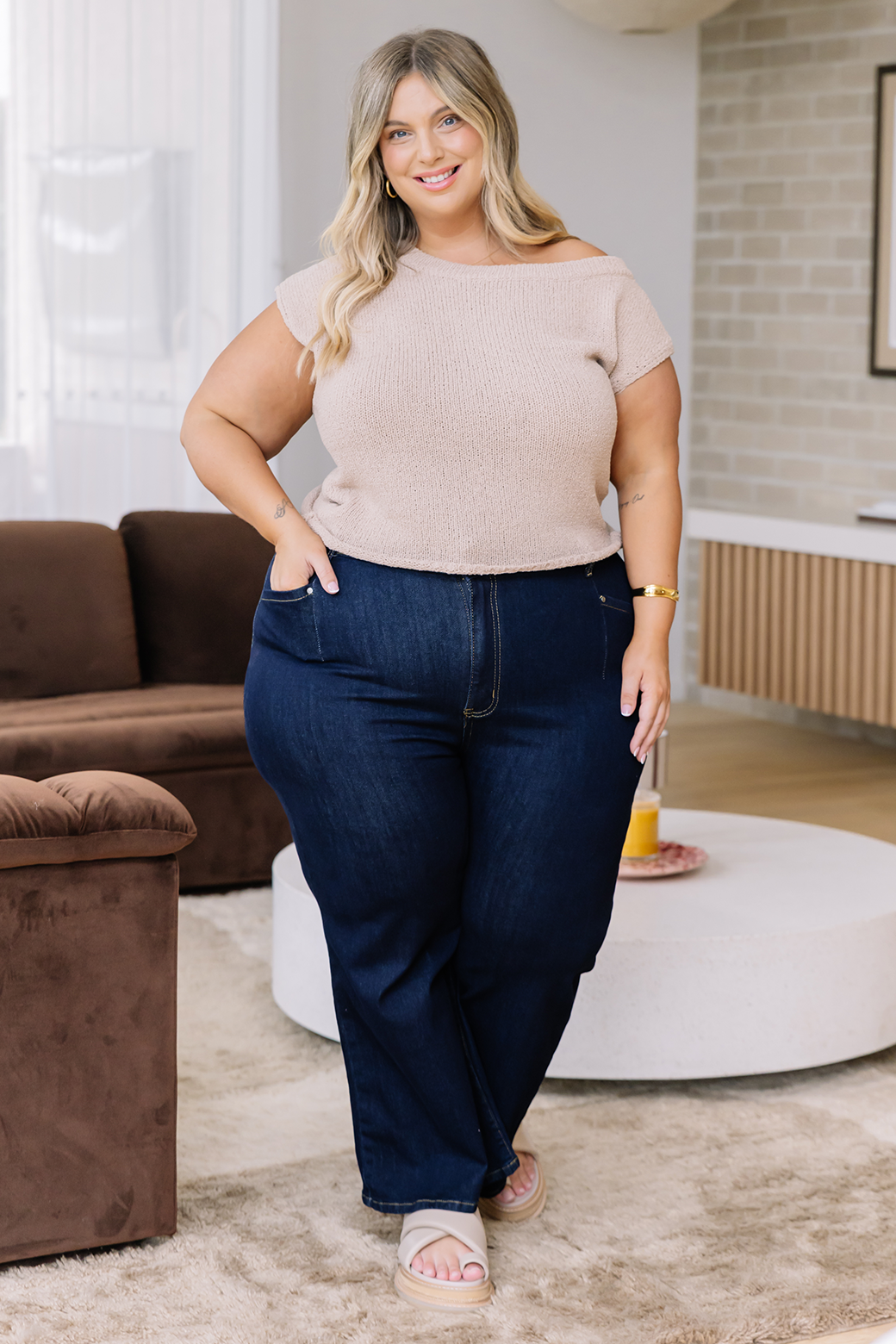 Hampton Off Shoulder Knit Top Natural