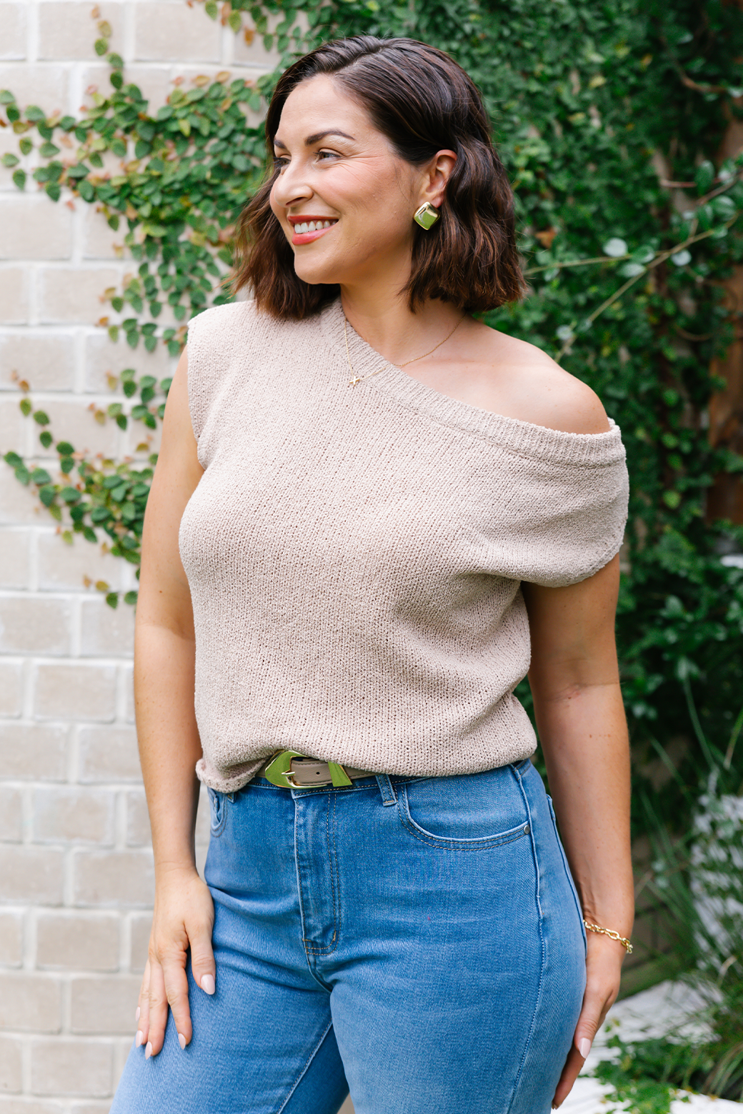 Hampton Off Shoulder Knit Top Natural