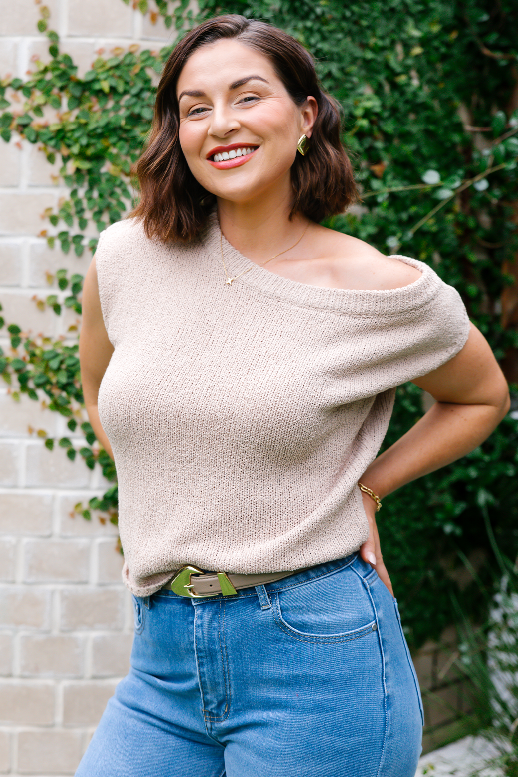 Hampton Off Shoulder Knit Top Natural