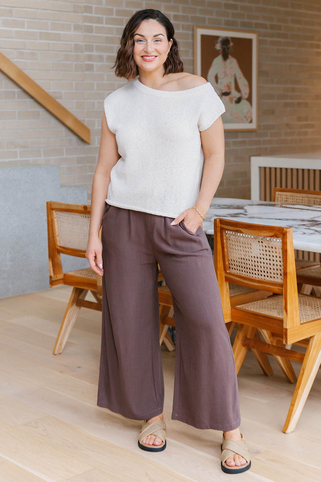 Hampton Off Shoulder Knit Top Vanilla