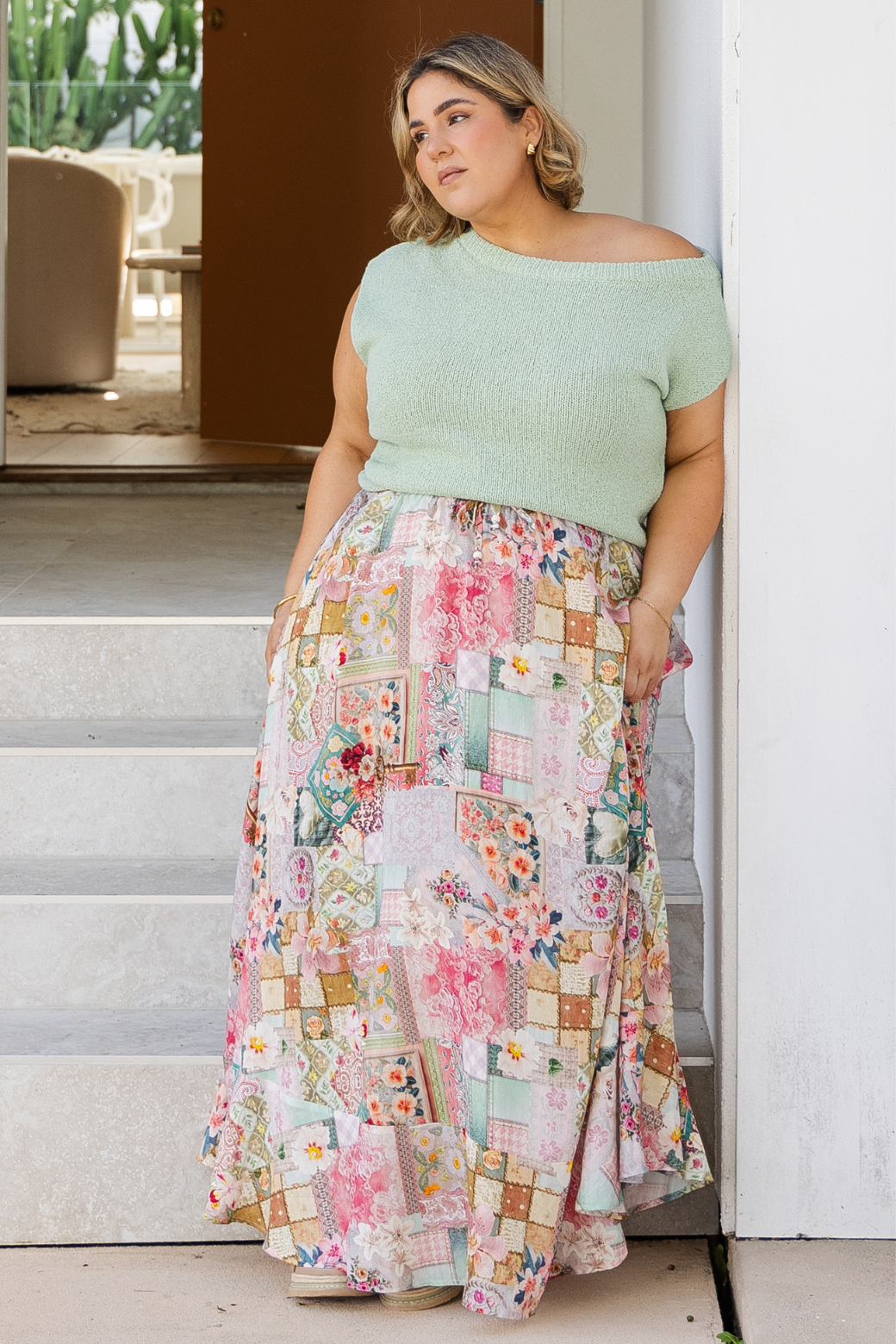 Hampton Off Shoulder Top Light Sage