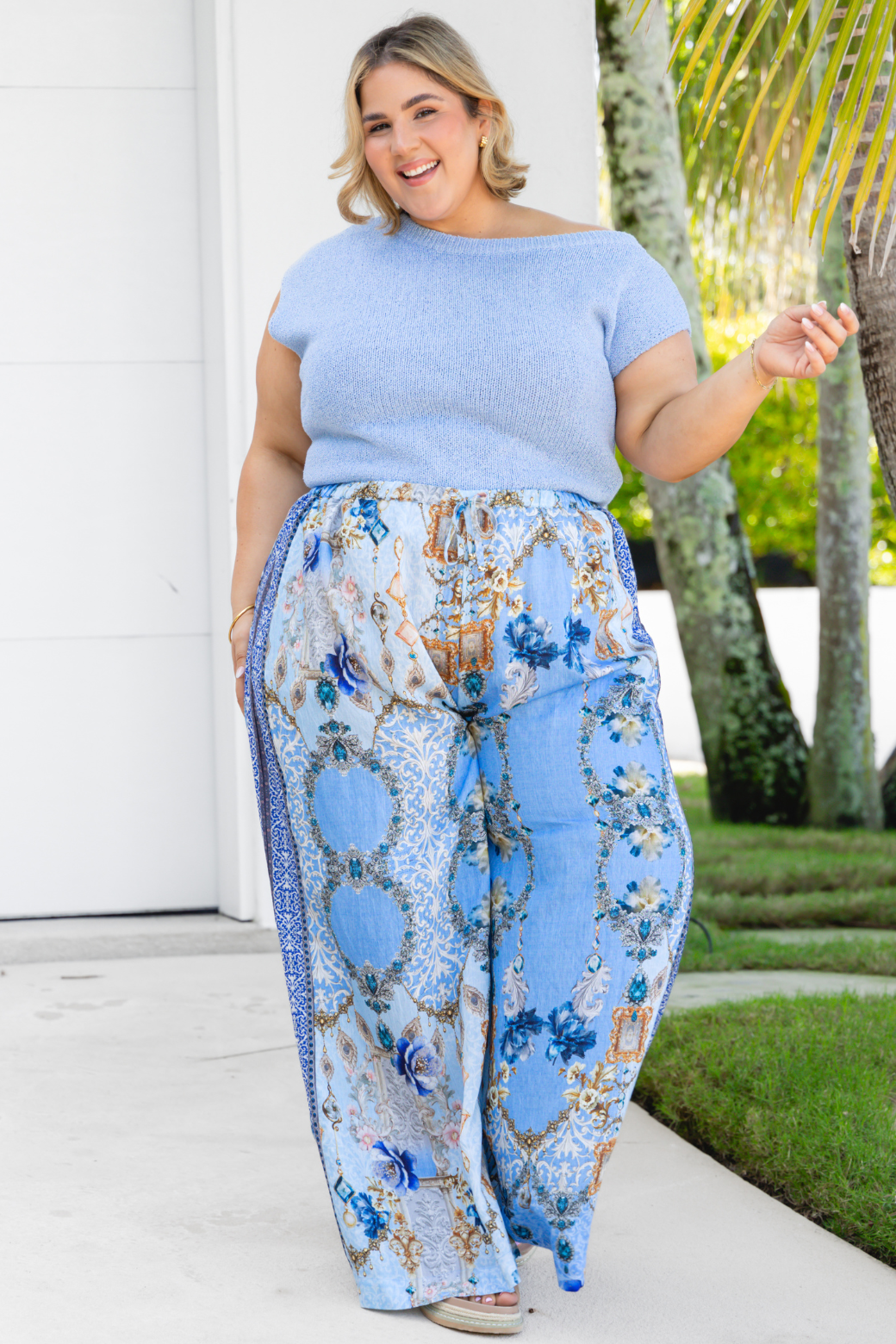 Hampton Off Shoulder Top Powder Blue