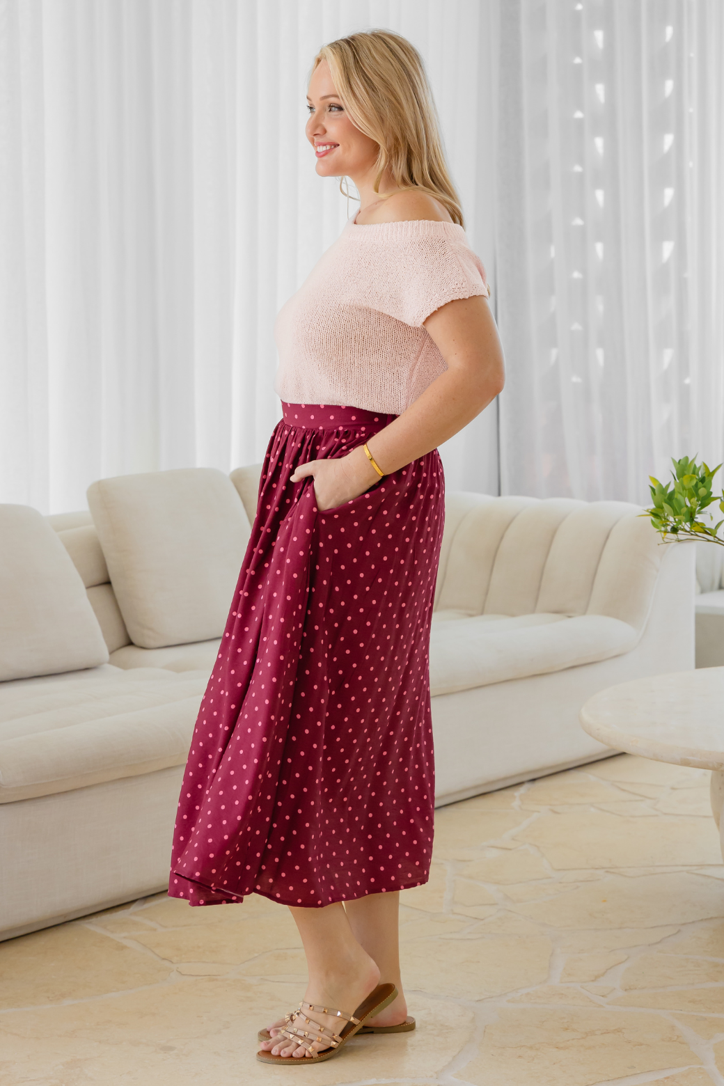 Hampton Off Shoulder Top Powder Pink