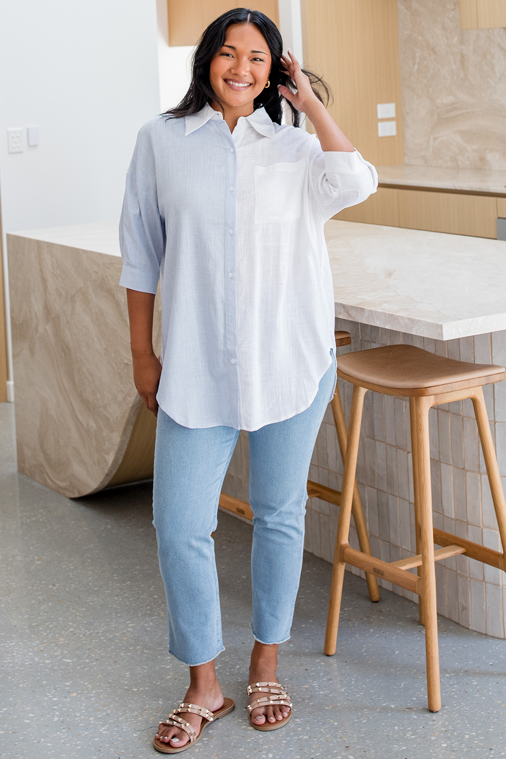 Final Sale | Harley Blouse Blue White
