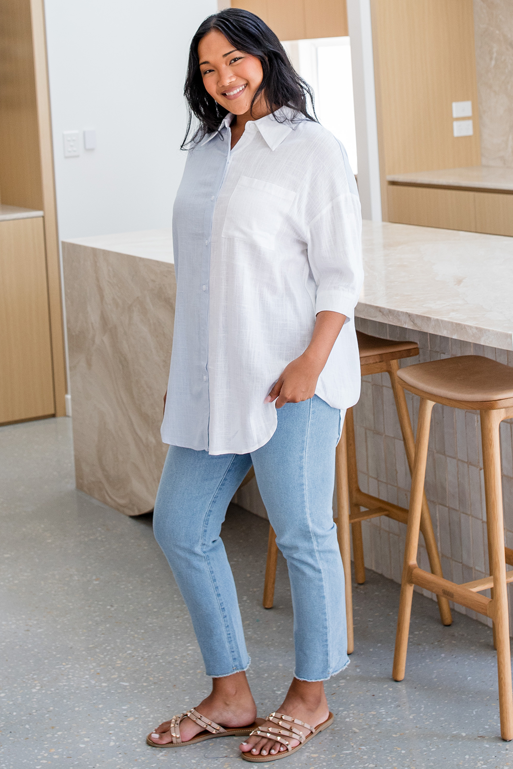 Final Sale | Harley Blouse Blue White